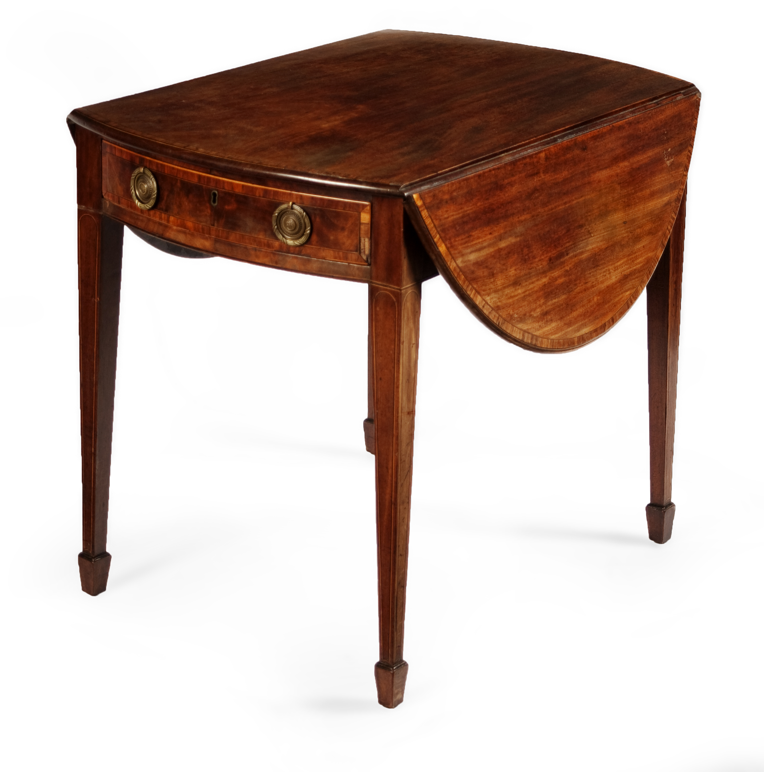 GEORGE III MAHOGANY AND SATINWOOD CROSSBANDED PEMBROKE TABLE