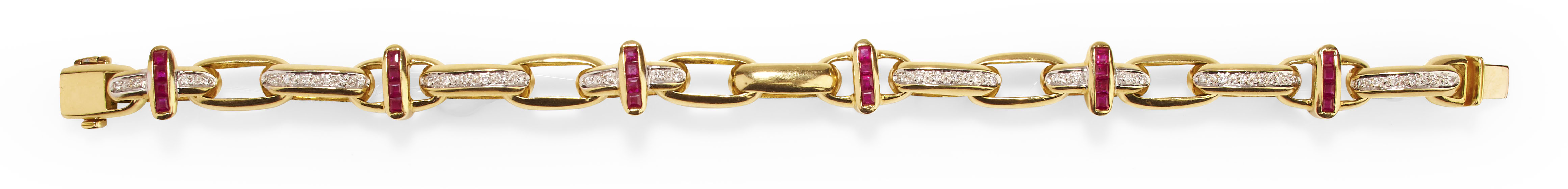 A ruby and diamond set bracelet