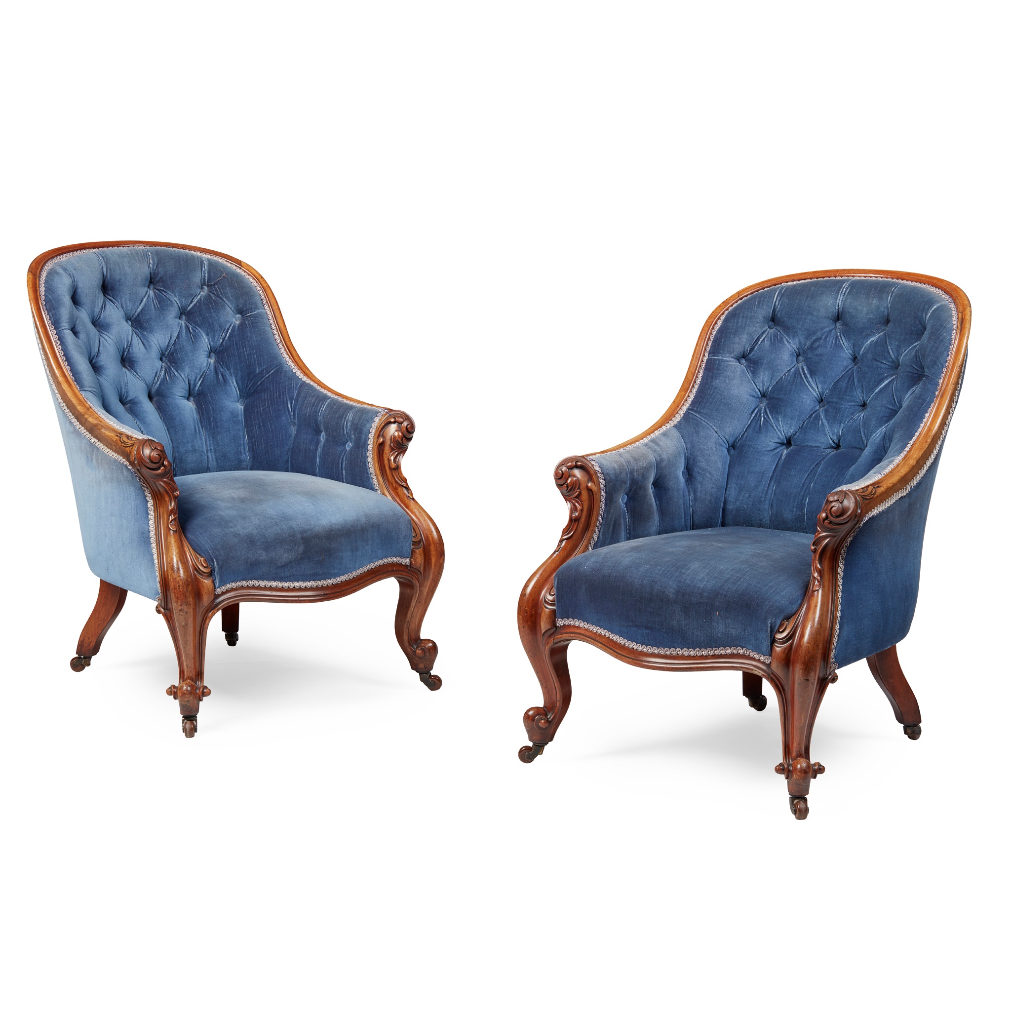 PAIR OF VICTORIAN WALNUT ARCHAIRS