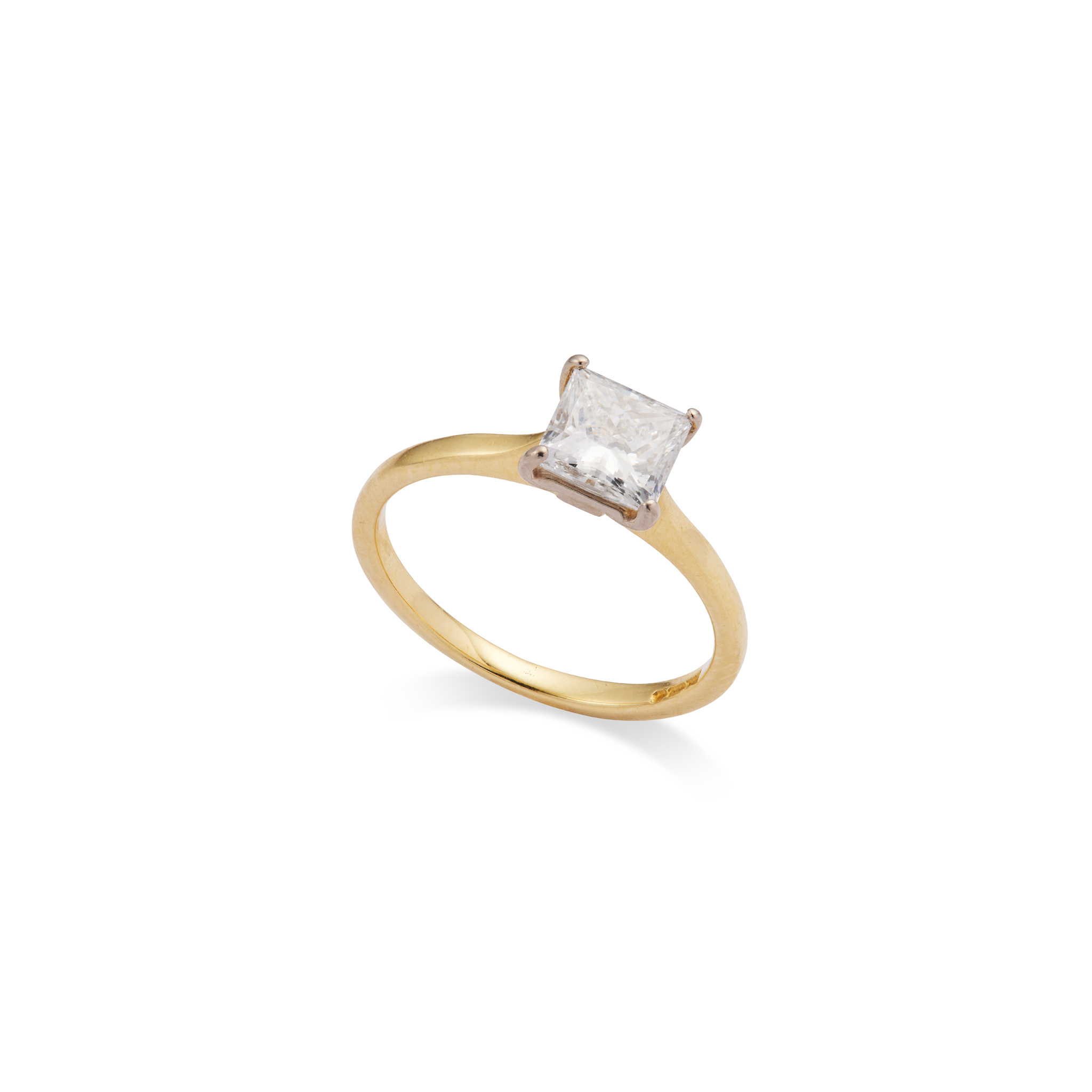 A princess-cut diamond single-stone ring