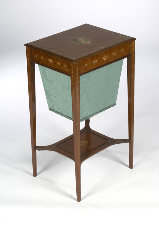 A Sheraton Revival painted satinwood work table