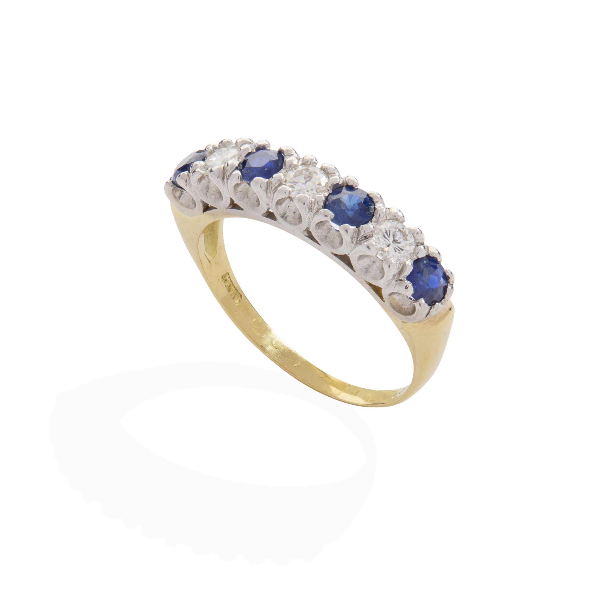 A sapphire and diamond half-eternity ring