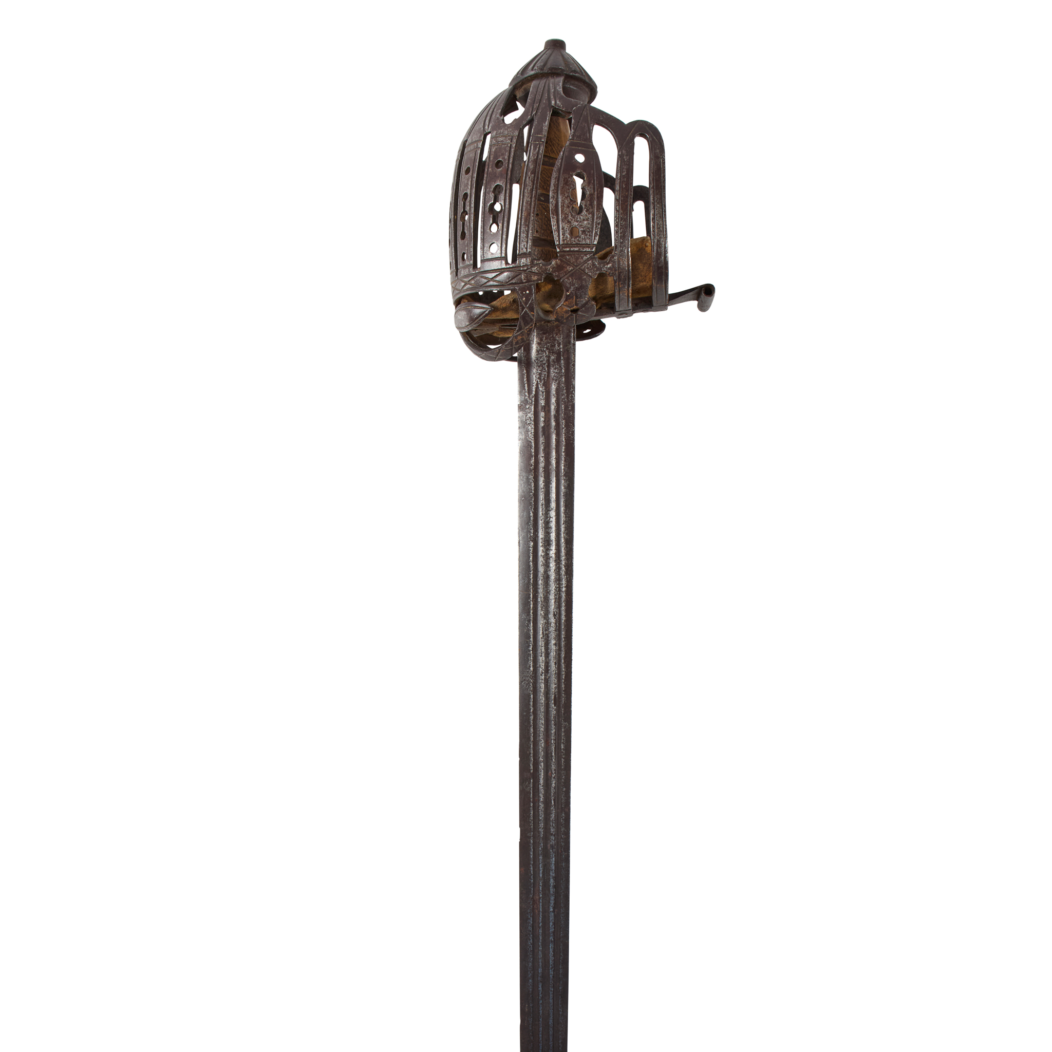 AN 18TH CENTURY SCOTTISH BASKET HILTED BROAD SWORD