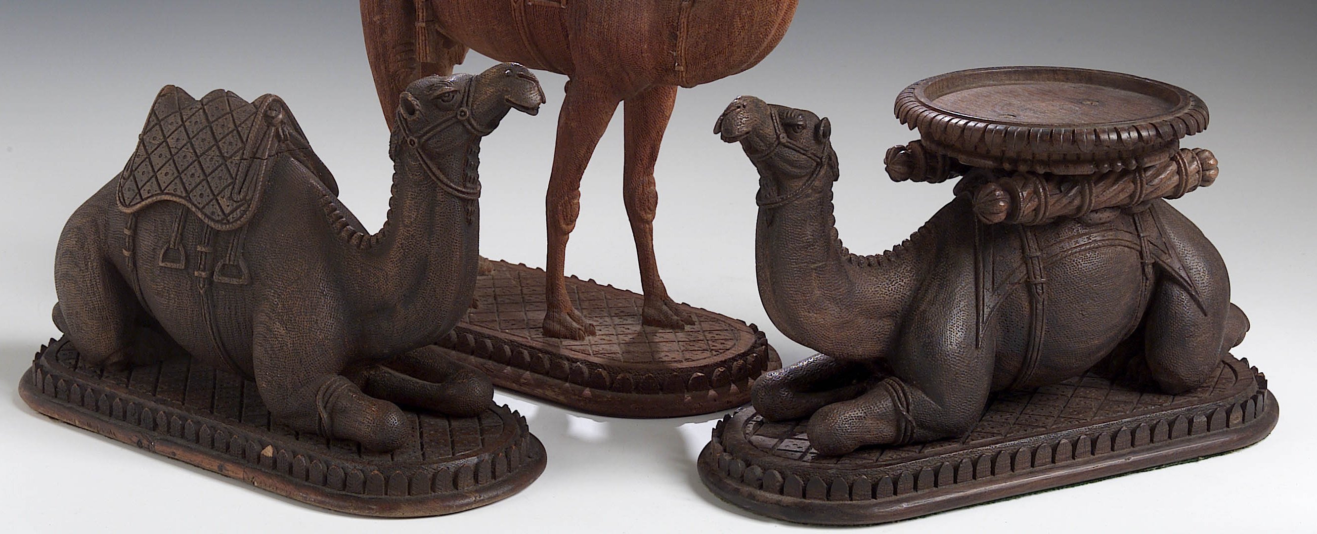 Two North Africa carved hardwood figures of camels