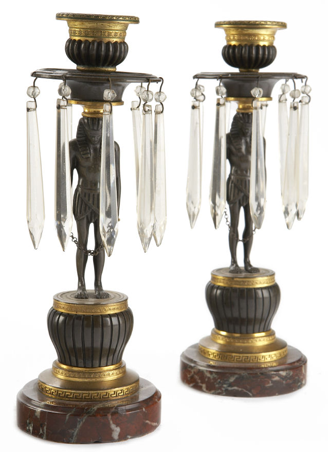 A pair of 19th century French bronze candlesticks