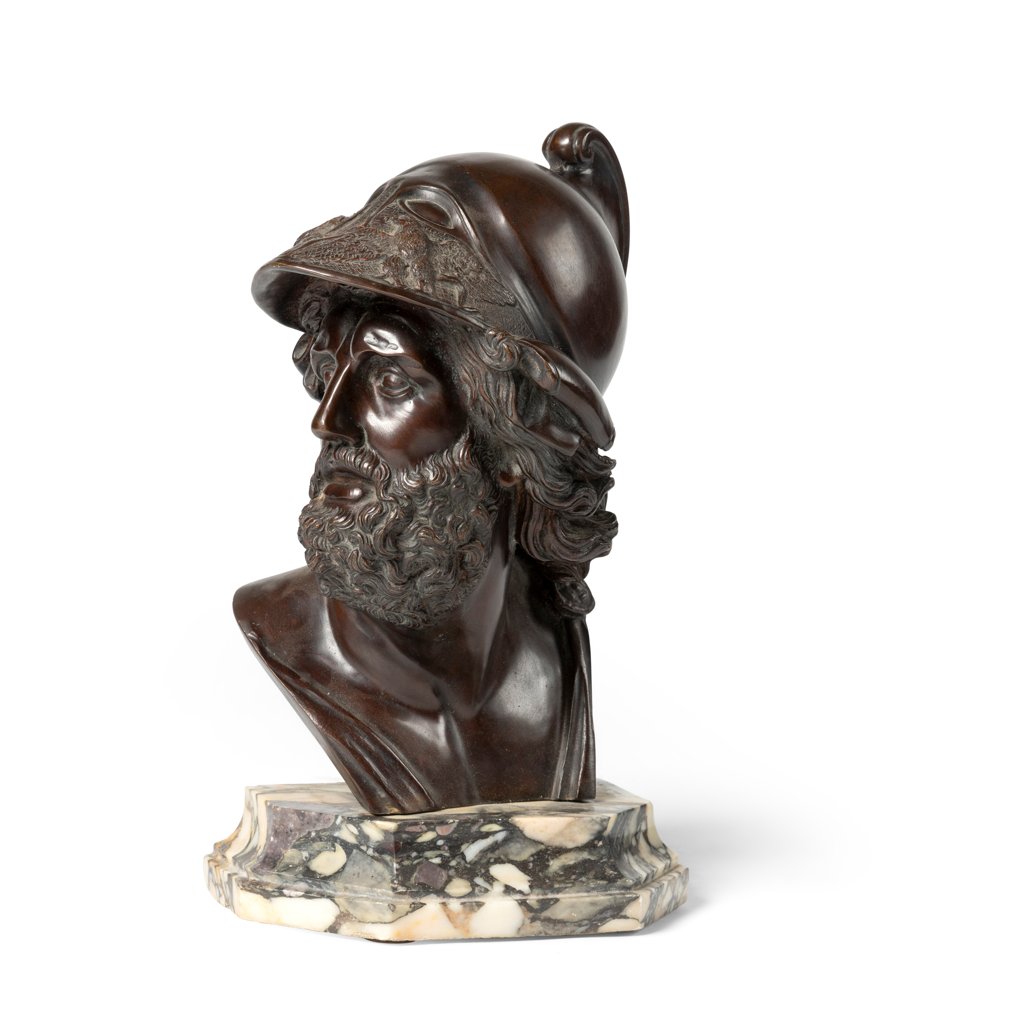 A BRONZE BUST OF AJAX, AFTER THE ANTIQUE