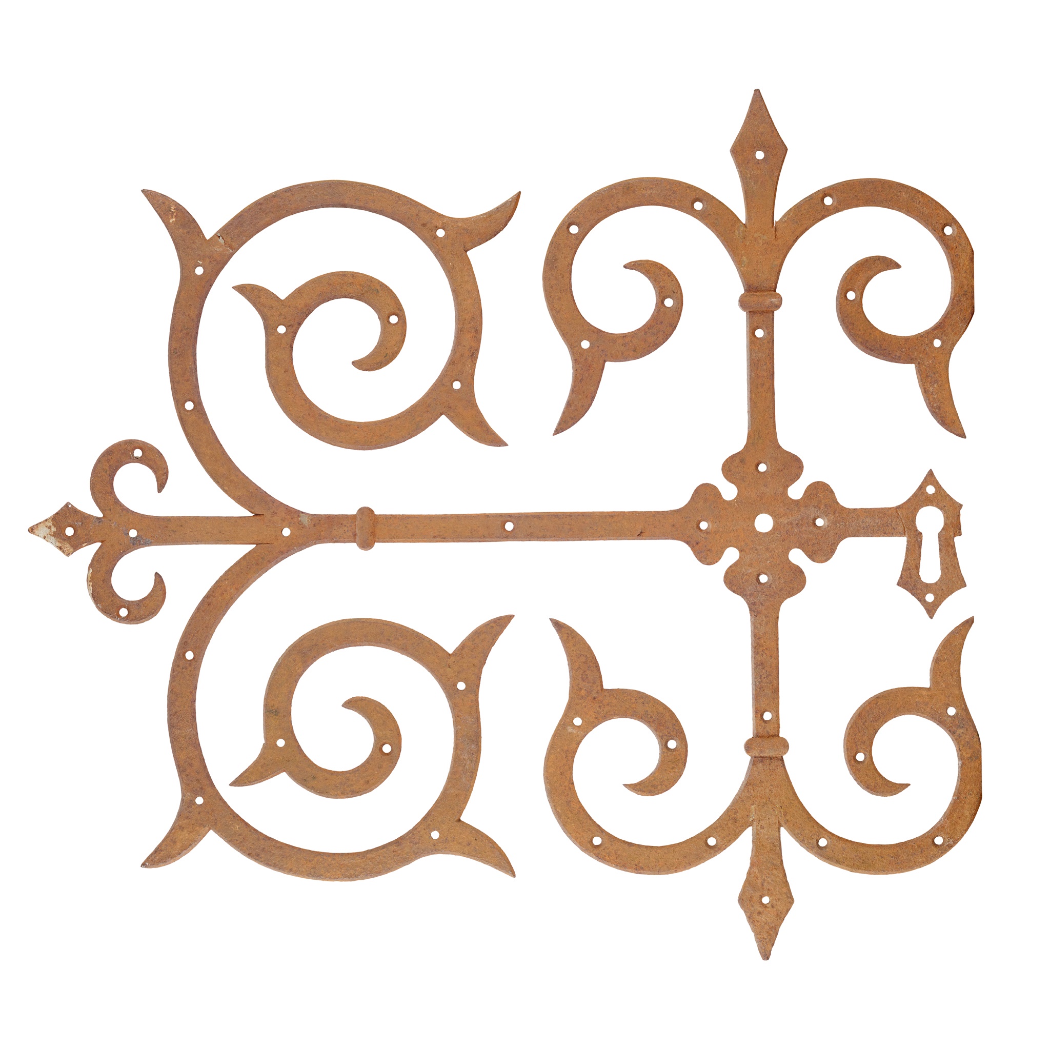 LARGE WROUGHT IRON STRAPWORK DOOR FURNISHING