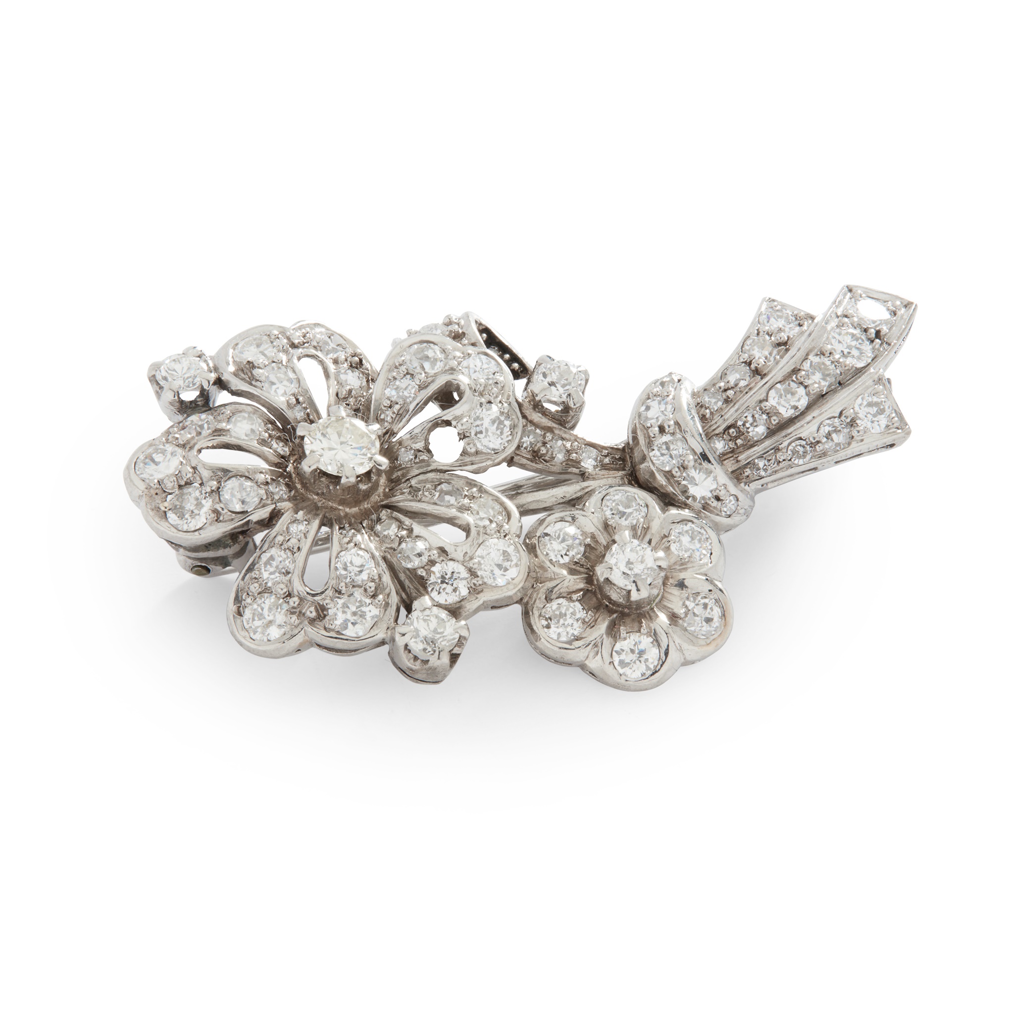 A diamond floral brooch