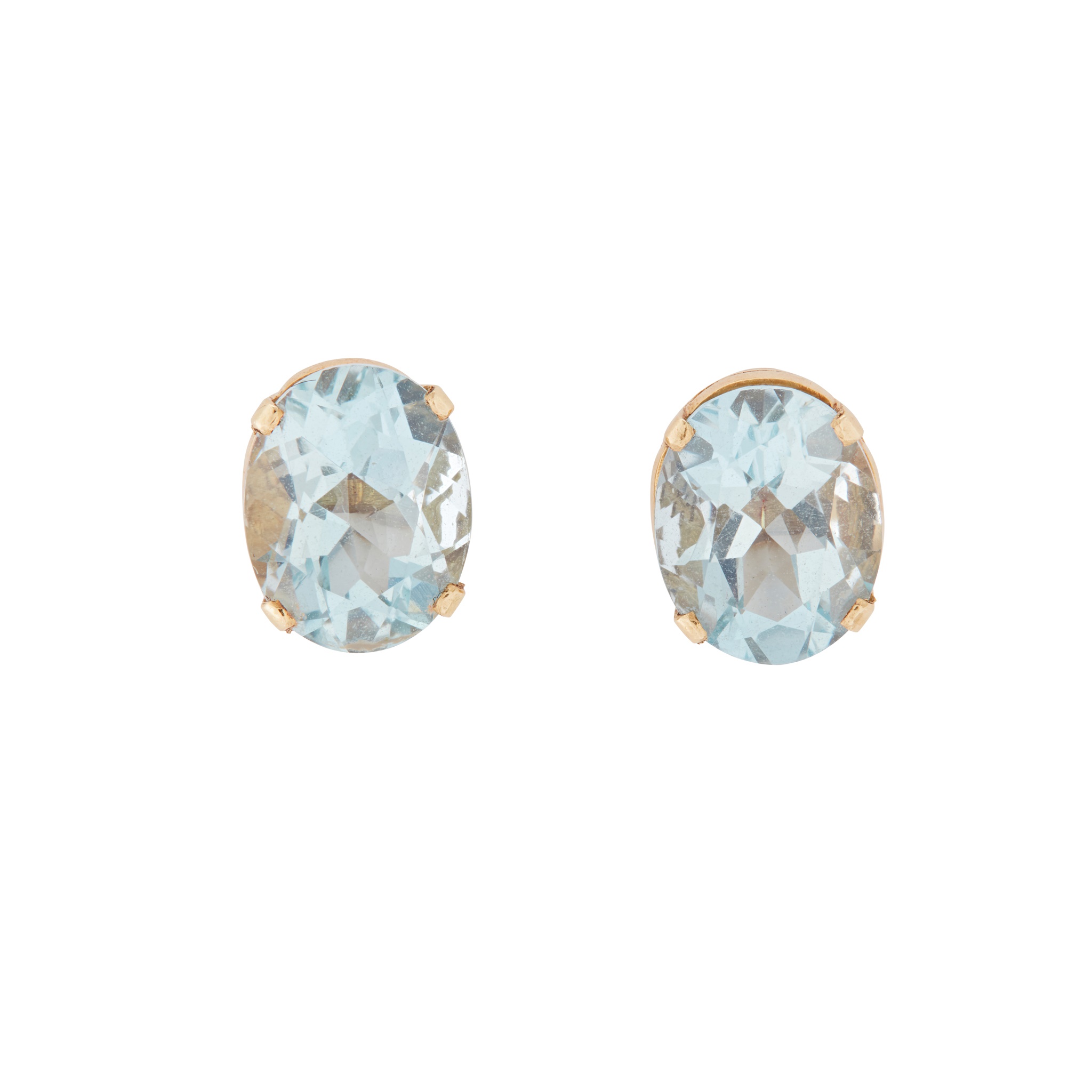 A pair of aquamarine stud earrings