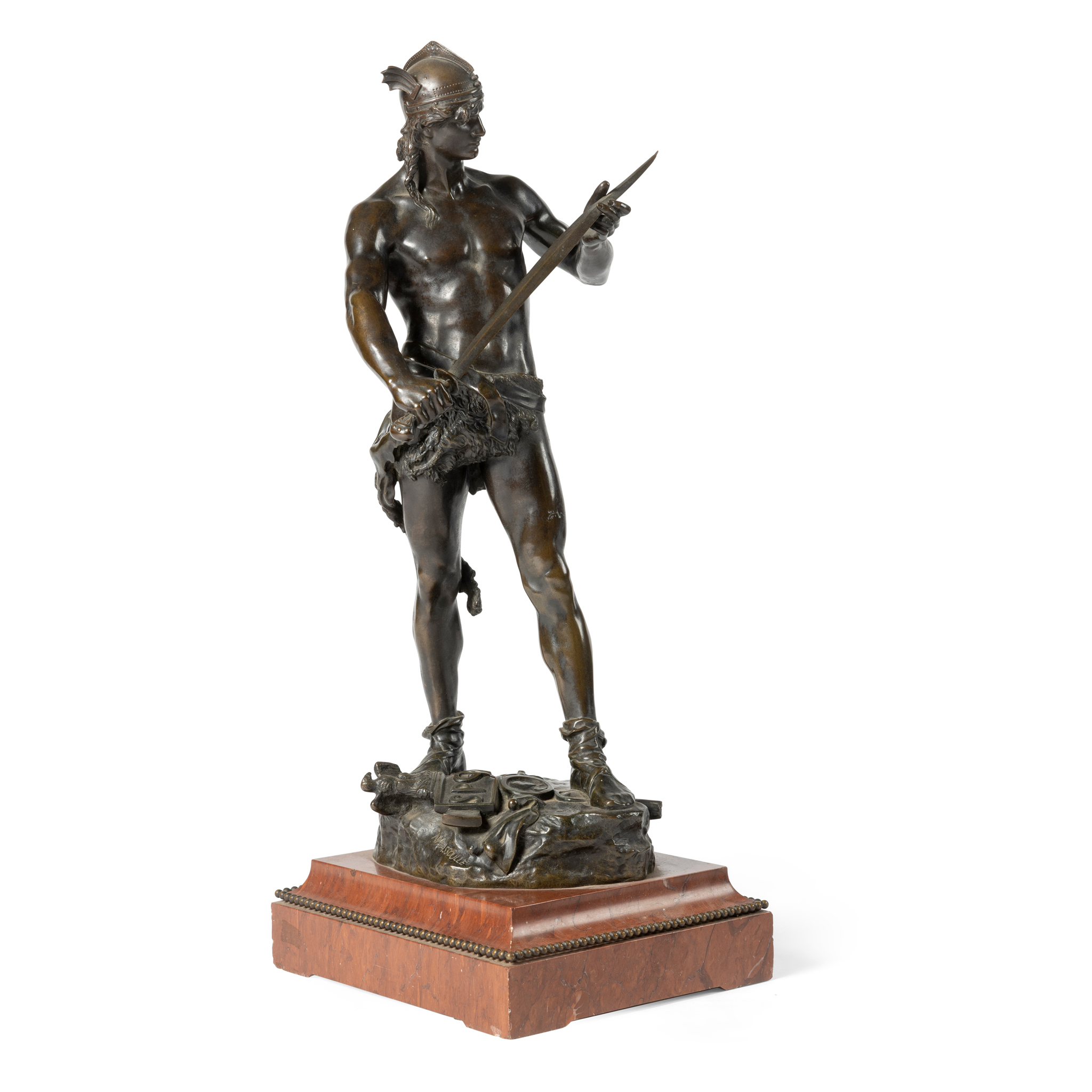 A BRONZE MODEL OF A GALLIC WARRIOR, ANDRE PAUL ARTHUR MASSOULLE (FRENCH 1851-1901)