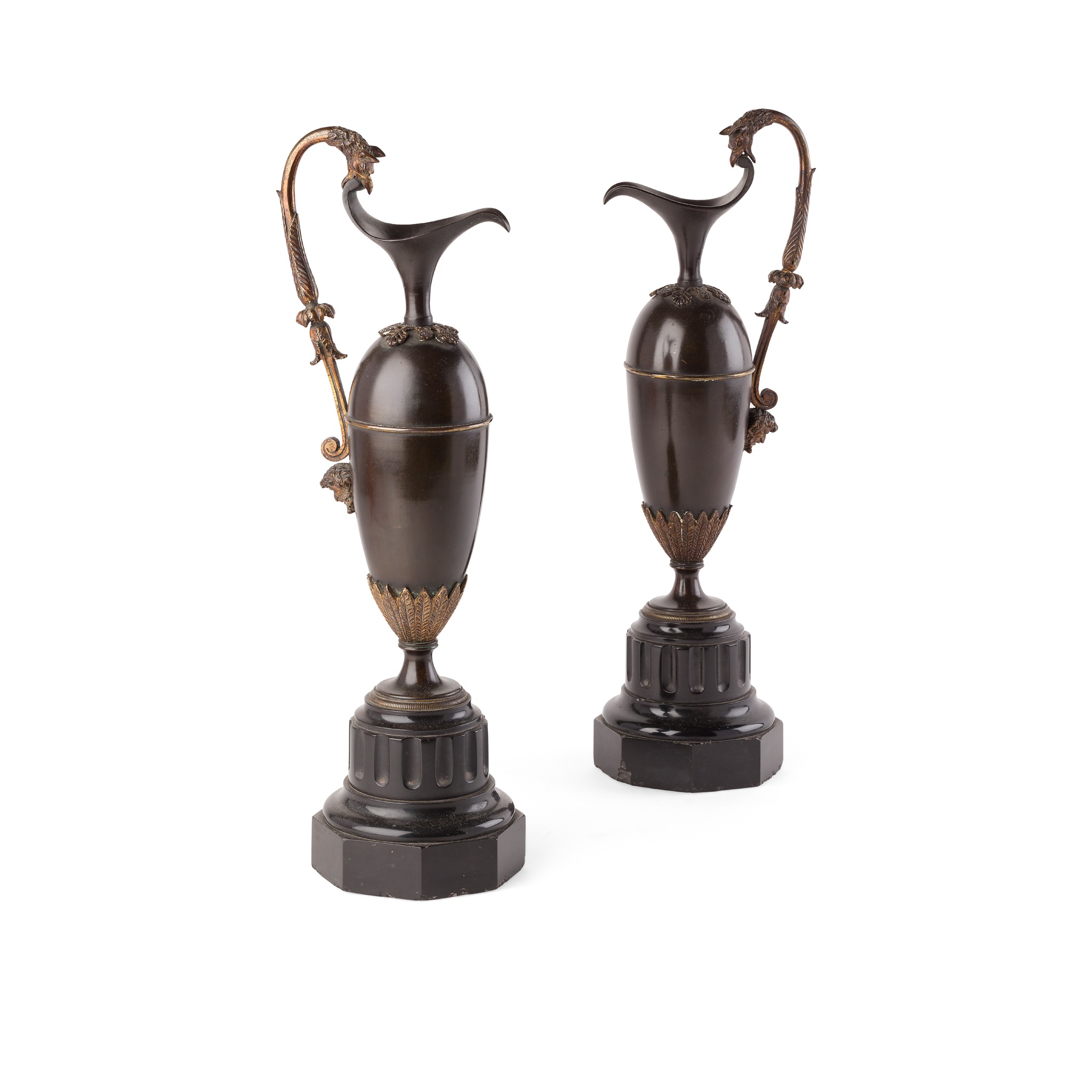 PAIR OF FRENCH BRONZE EWERS