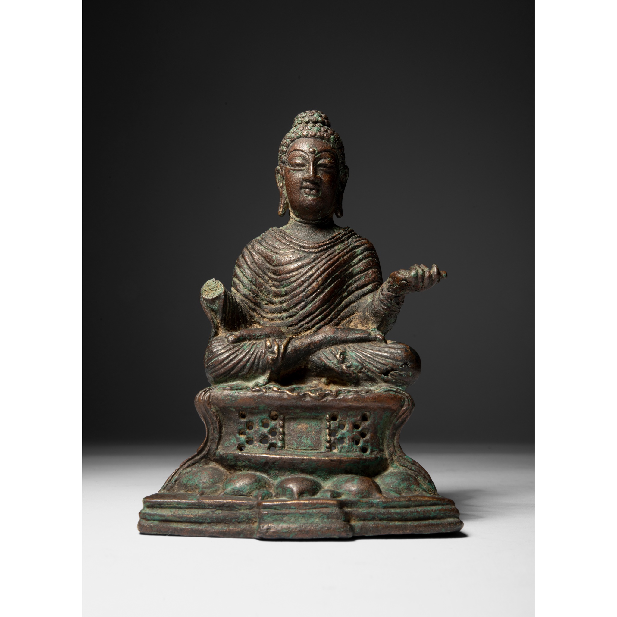 COPPER ALLOY FIGURE OF SHAKYAMUNI
