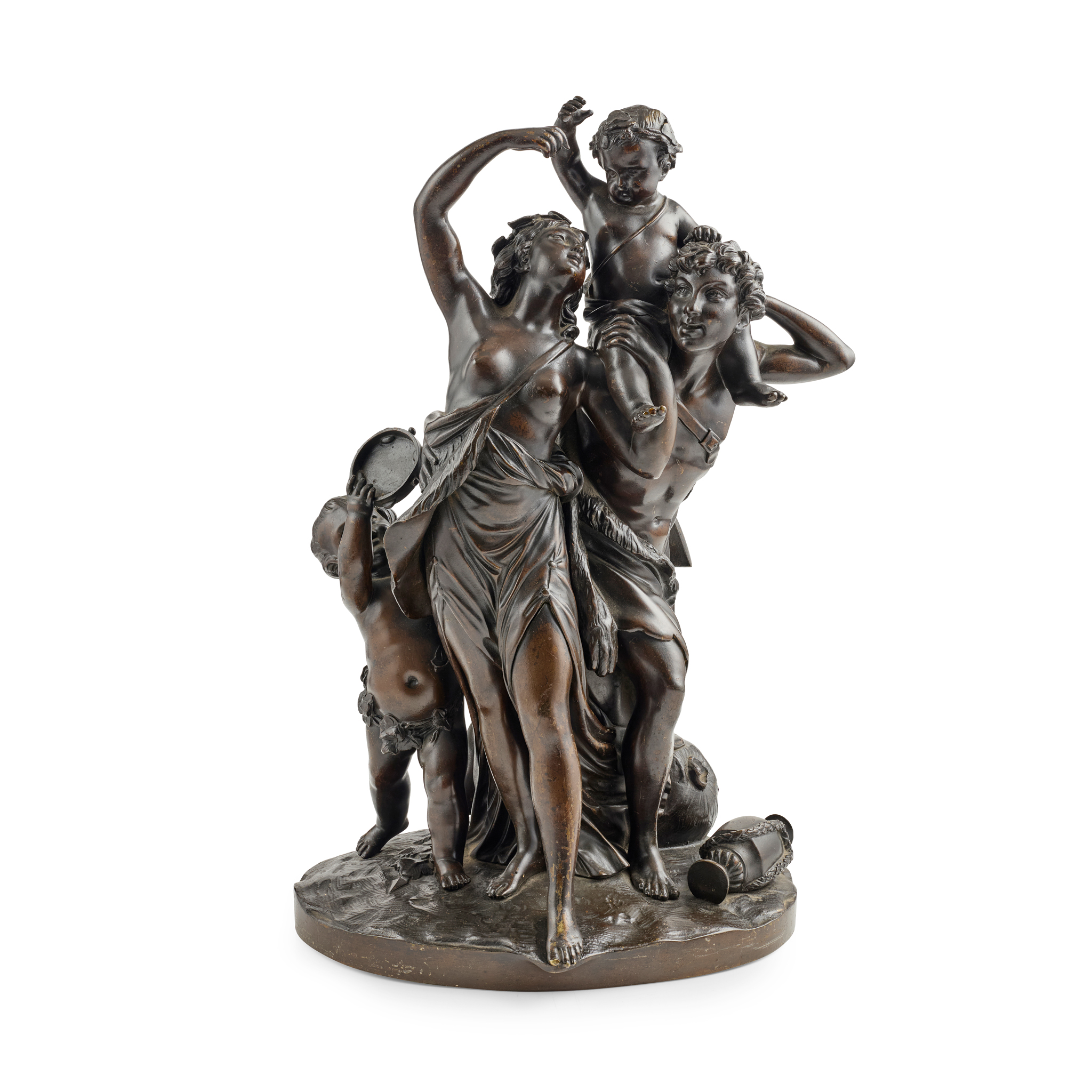 FRENCH BRONZE FIGURE GROUP, THE TRIUMPH OF BACCHUS, AFTER CLODION