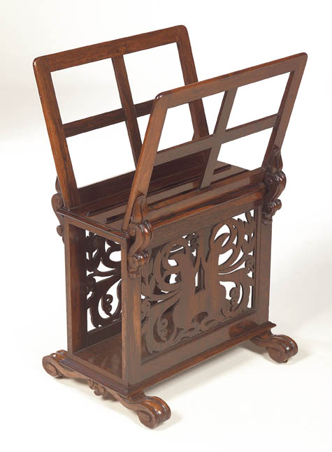 An early Victorian rosewood dwarf folio stand,