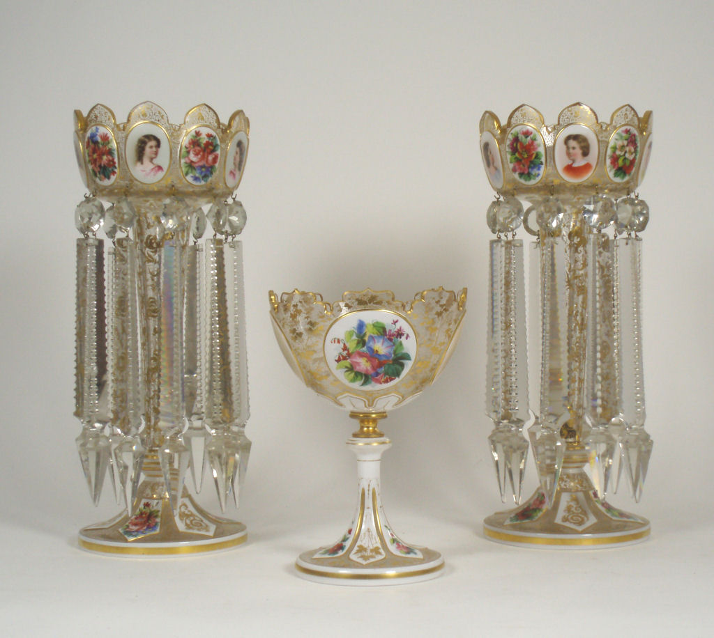 A pair of Bohemian glass table lustres