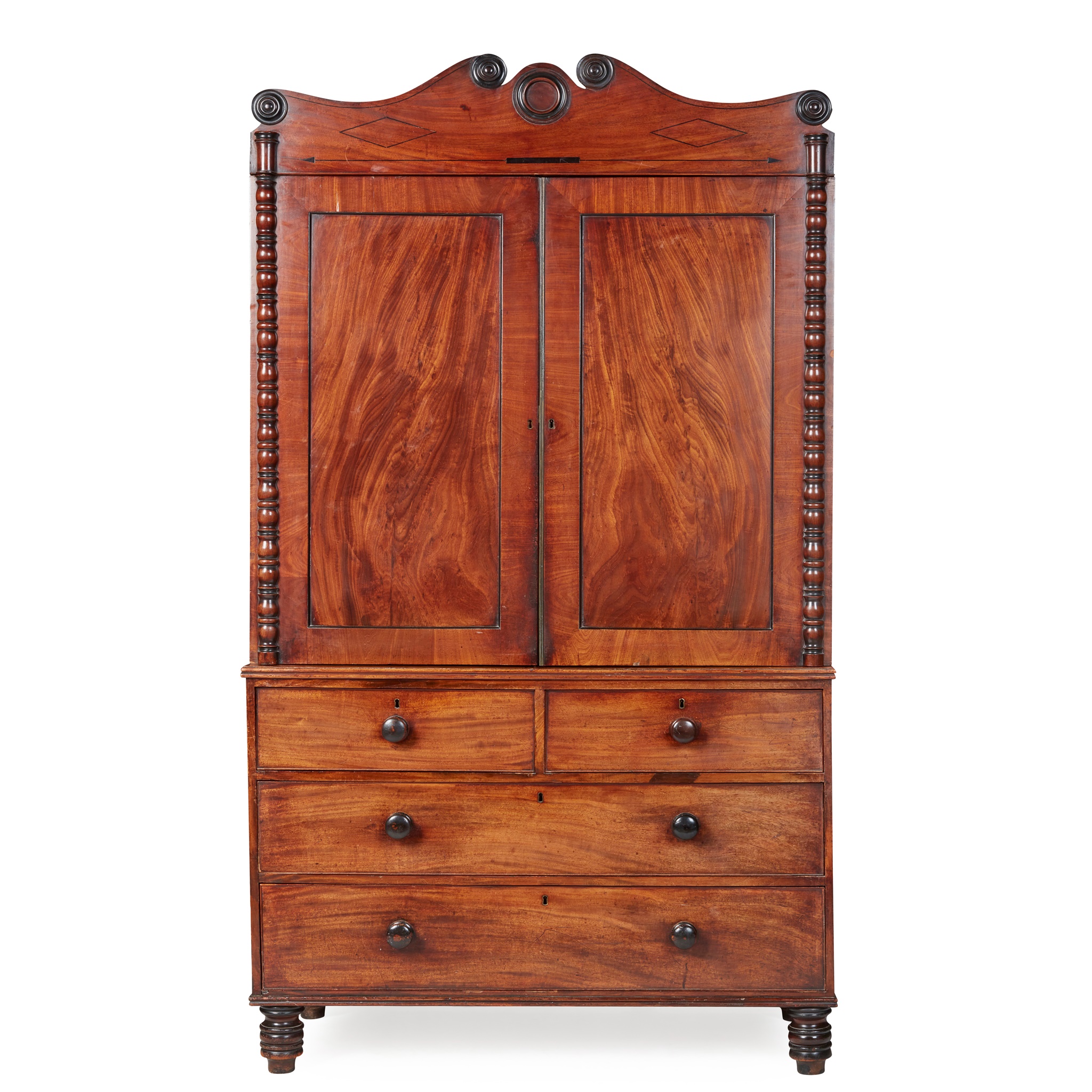 GEORGE IV MAHOGANY AND EBONY LINEN PRESS