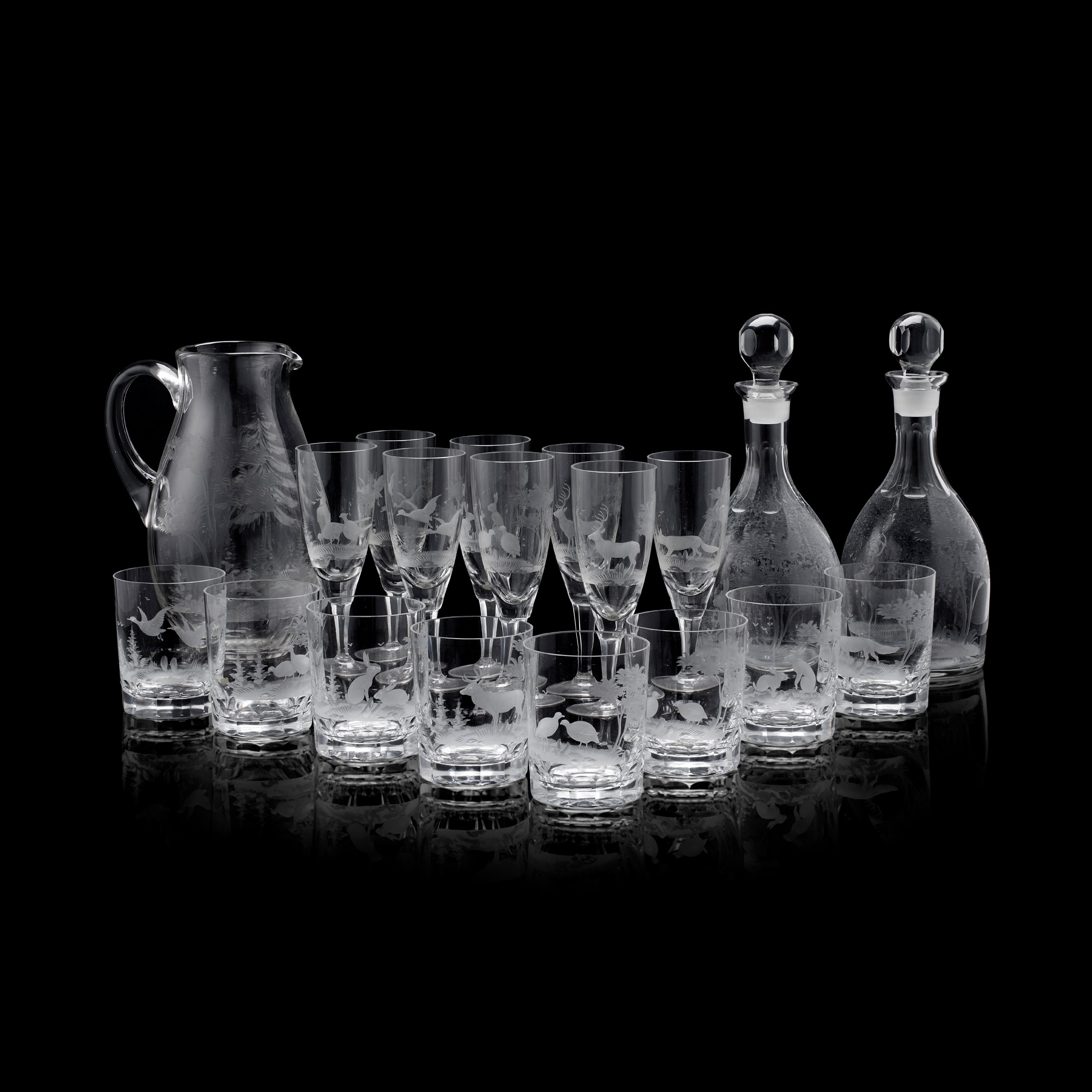 SUITE OF ROWLAND WARD GLASS