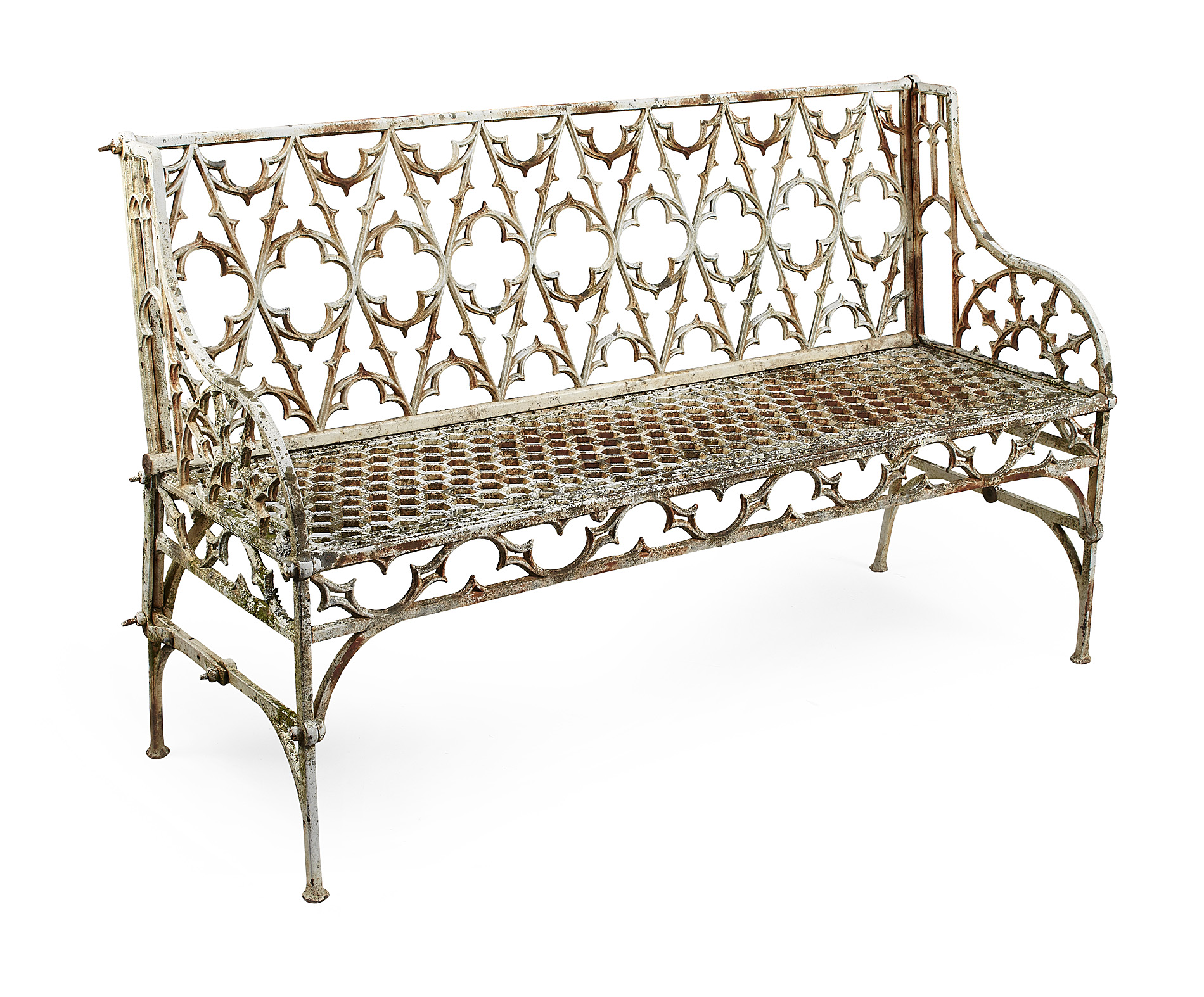 VICTORIAN GOTHIC REVIVAL CAST IRON GARDEN BENCH