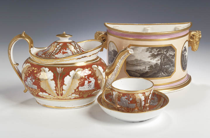 A Derby semi-circular section bough pot,