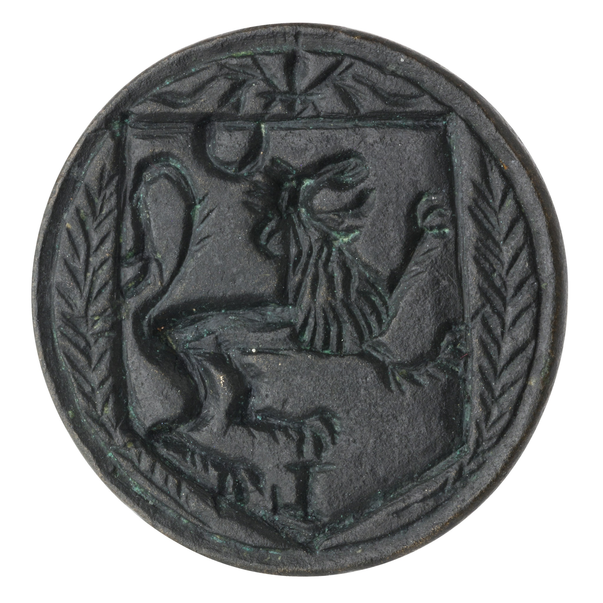 A CONTINENTAL BRONZE 17TH-CENTURY DESK SEAL