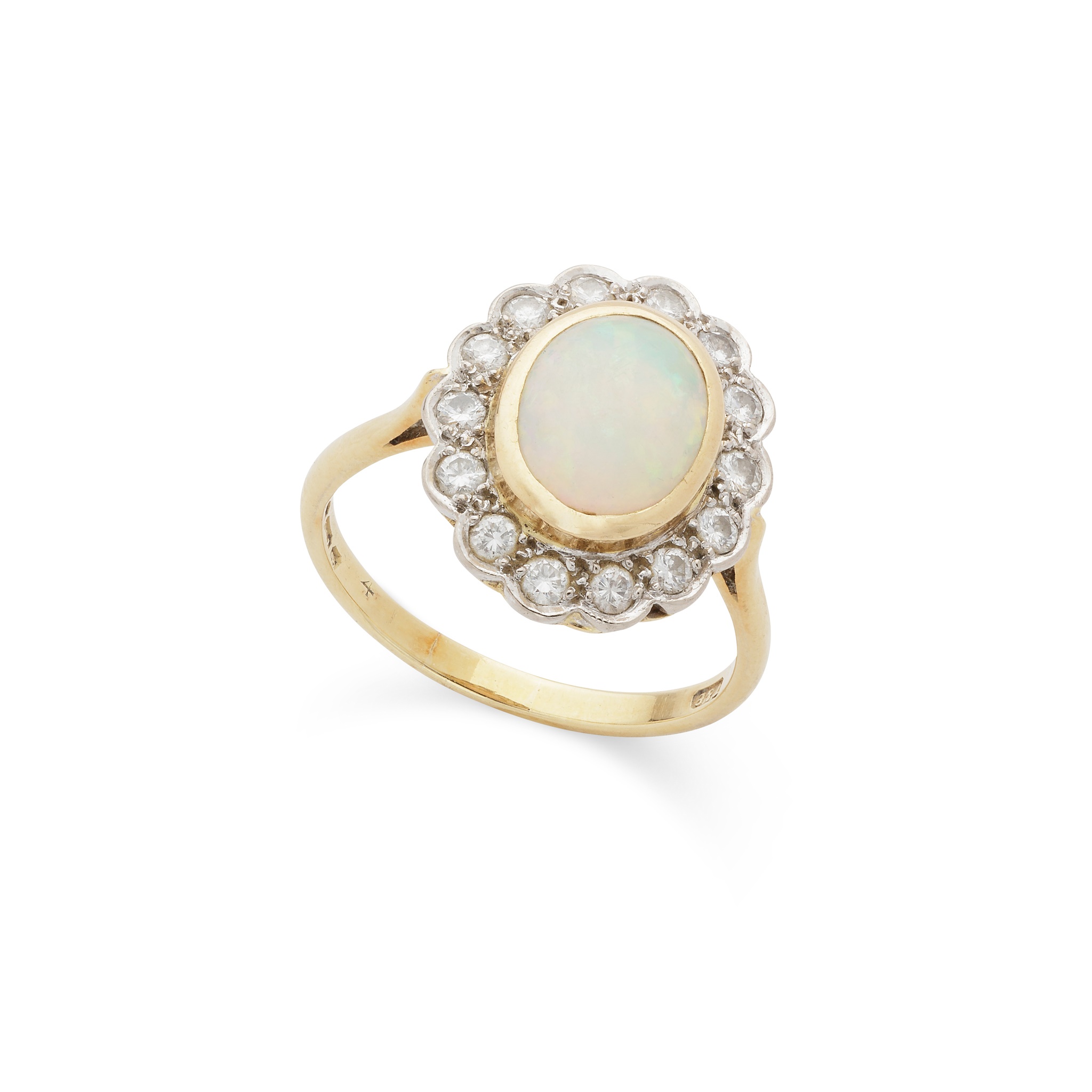 An opal and diamond cluster ring