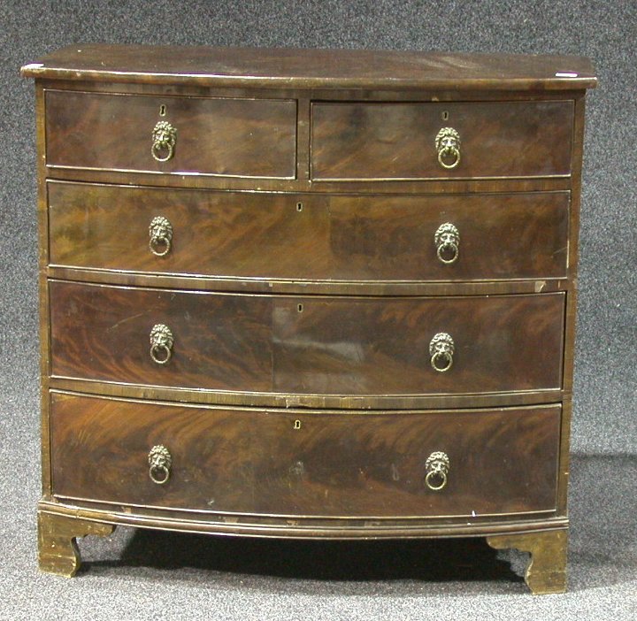A 19th century mahogany bowfront chest of drawers,