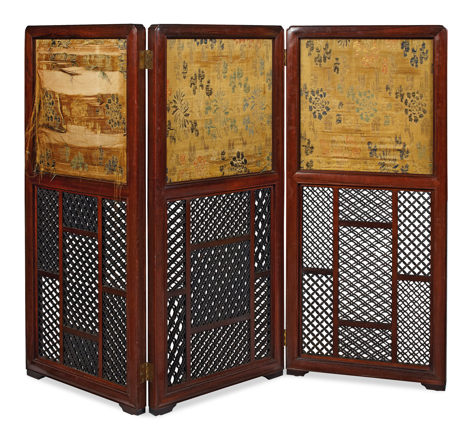 A HUANGHUALI THREE PANEL SCREEN