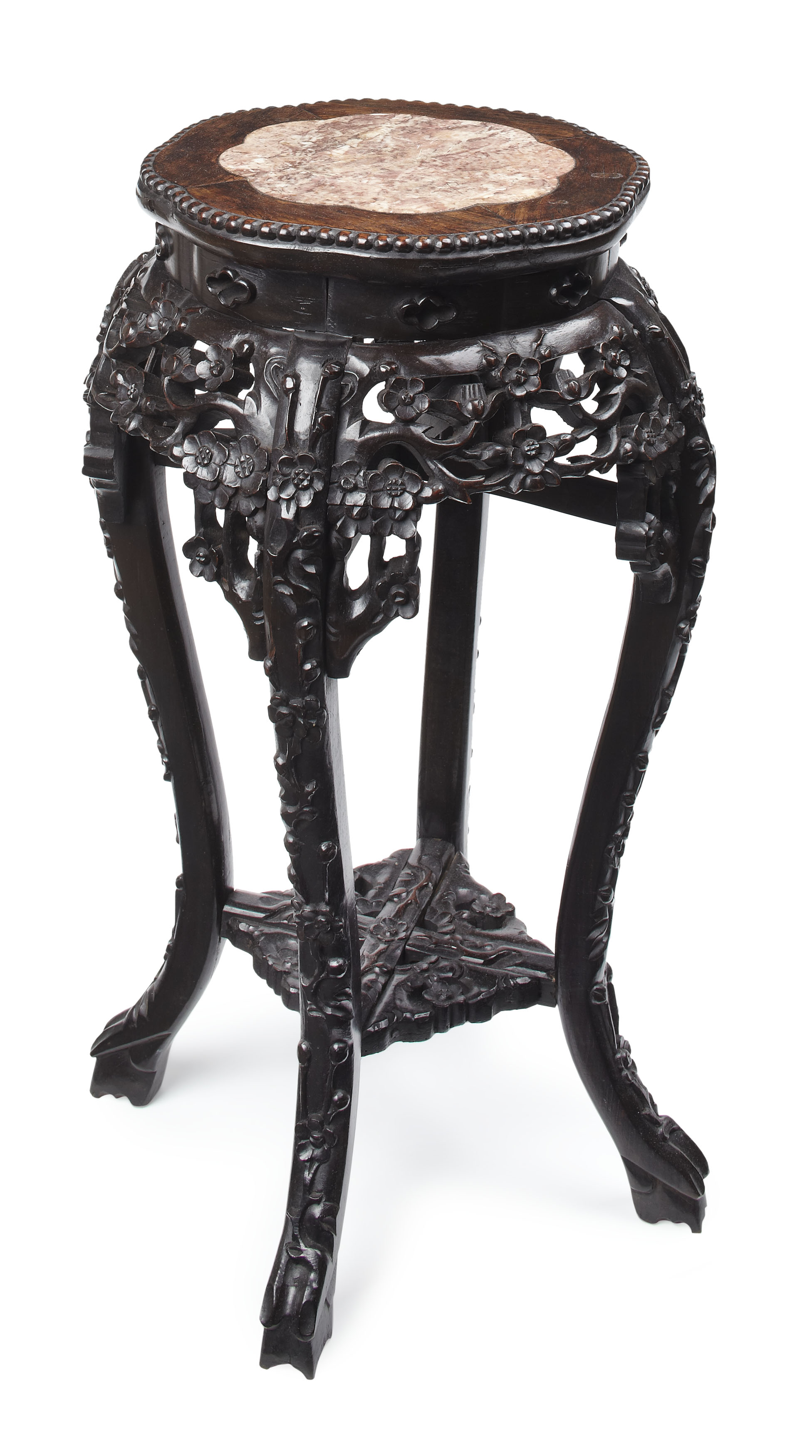 CHINESE HARDWOOD MARBLE TOP STAND