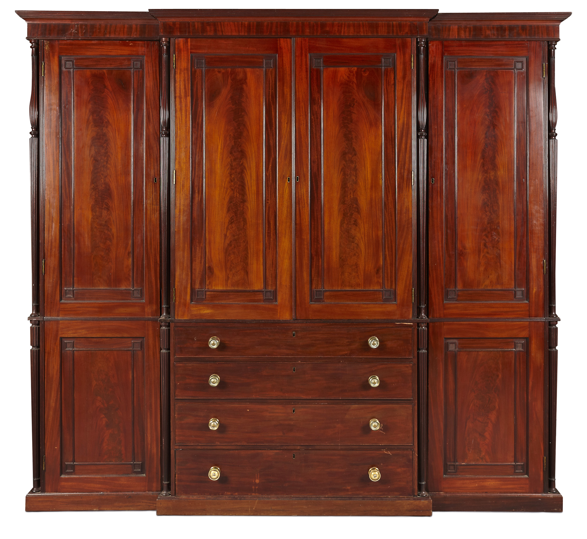 REGENCY BREAKFRONT COMPACTUM WARDROBE IN THE MANNER OF GILLOWS