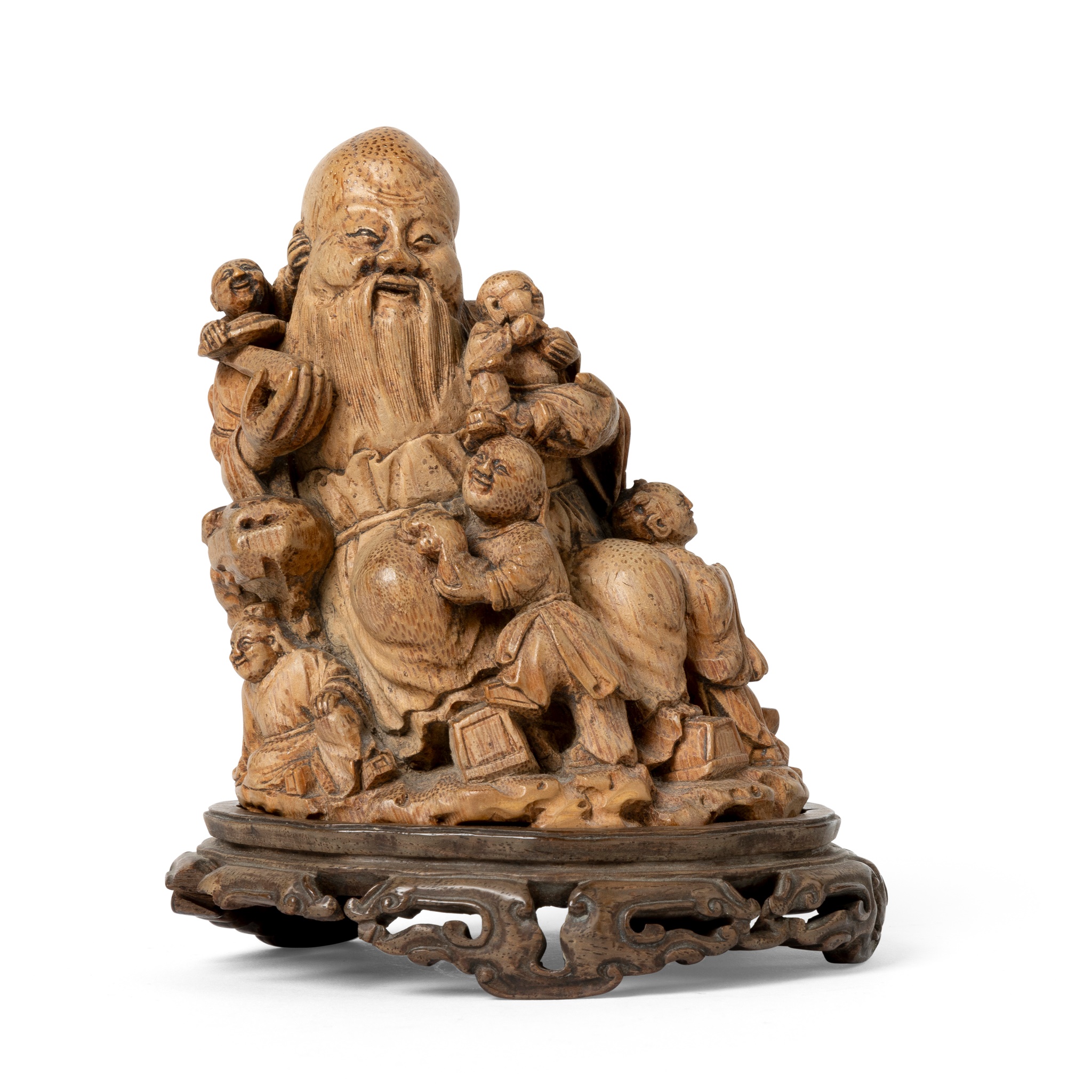 BAMBOO CARVING 'SHOULAO AND BOYS' GROUP