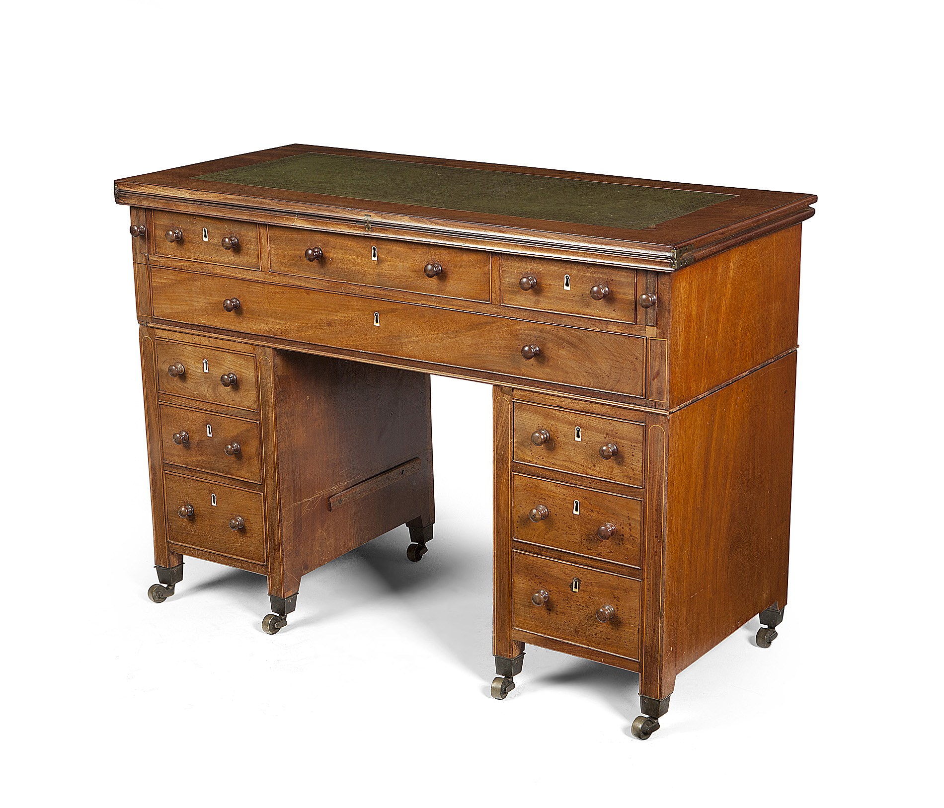UNUSUAL GEORGE IV MAHOGANY KNEEHOLE DESK