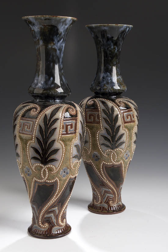 A pair of Doulton Lambeth stoneware vases