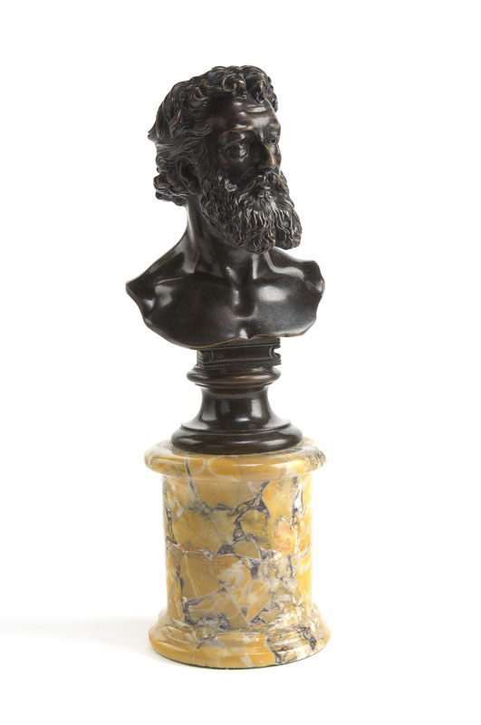 A small bronze bust of Lord Leighton By Thomas Brock (1847-1922)
