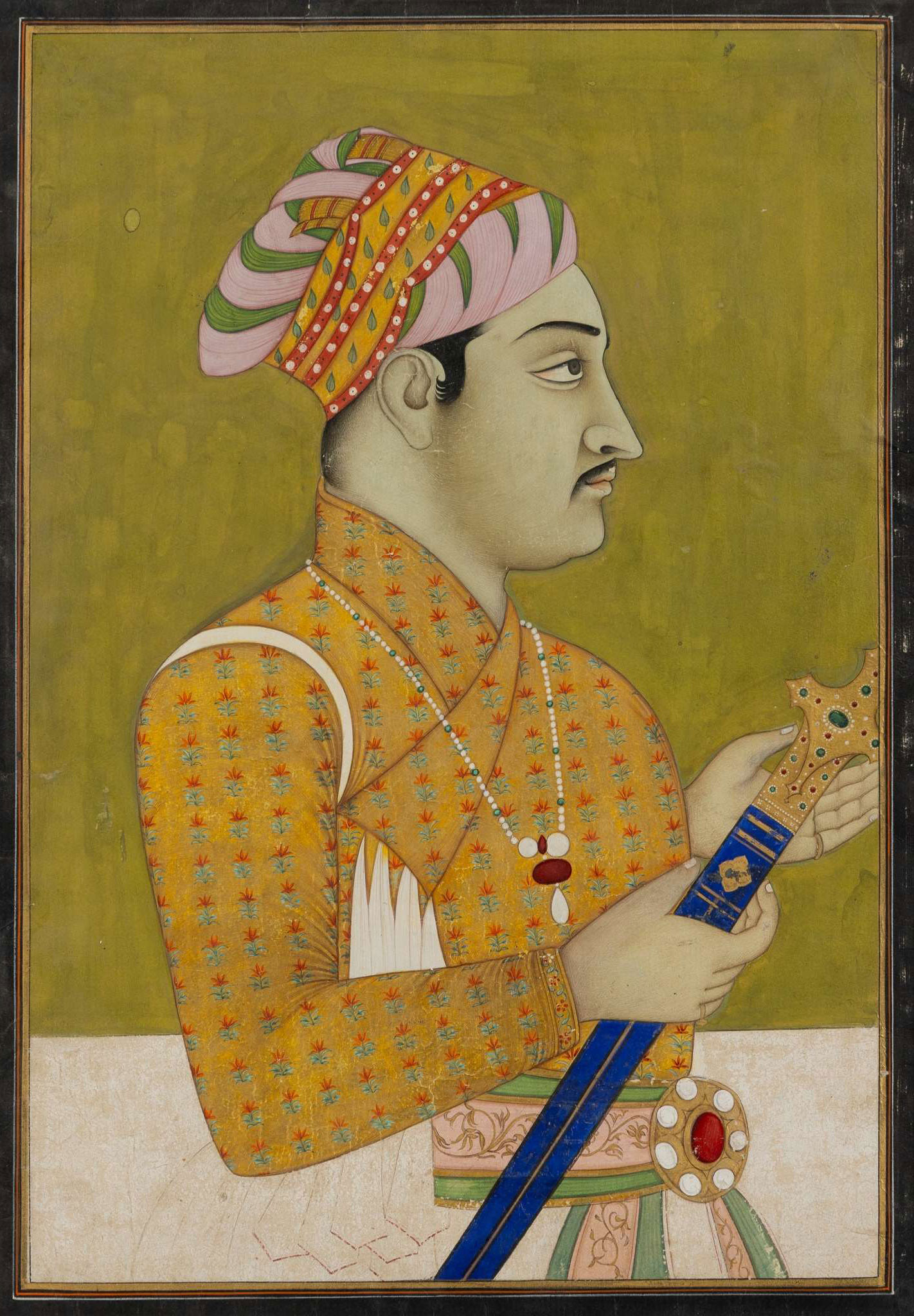 AN IMPRESSIVE PORTRAIT OF A MUGHAL PRINCE, POSSIBLY SULTAN MURAD MIRZA, SON OF MUGHAL EMPEROR AKBAR