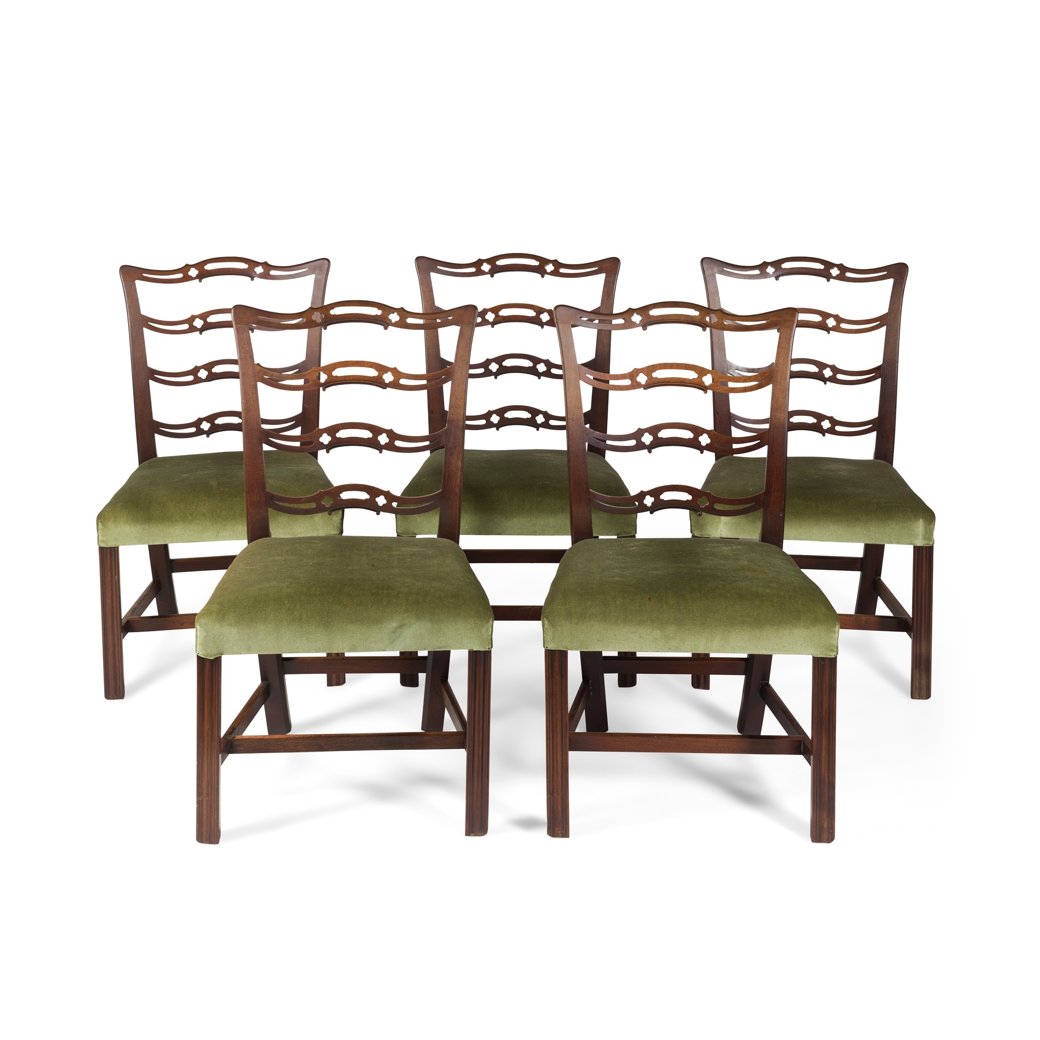 SET OF FIVE GEORGE III MAHOGANY DINING CHAIRS