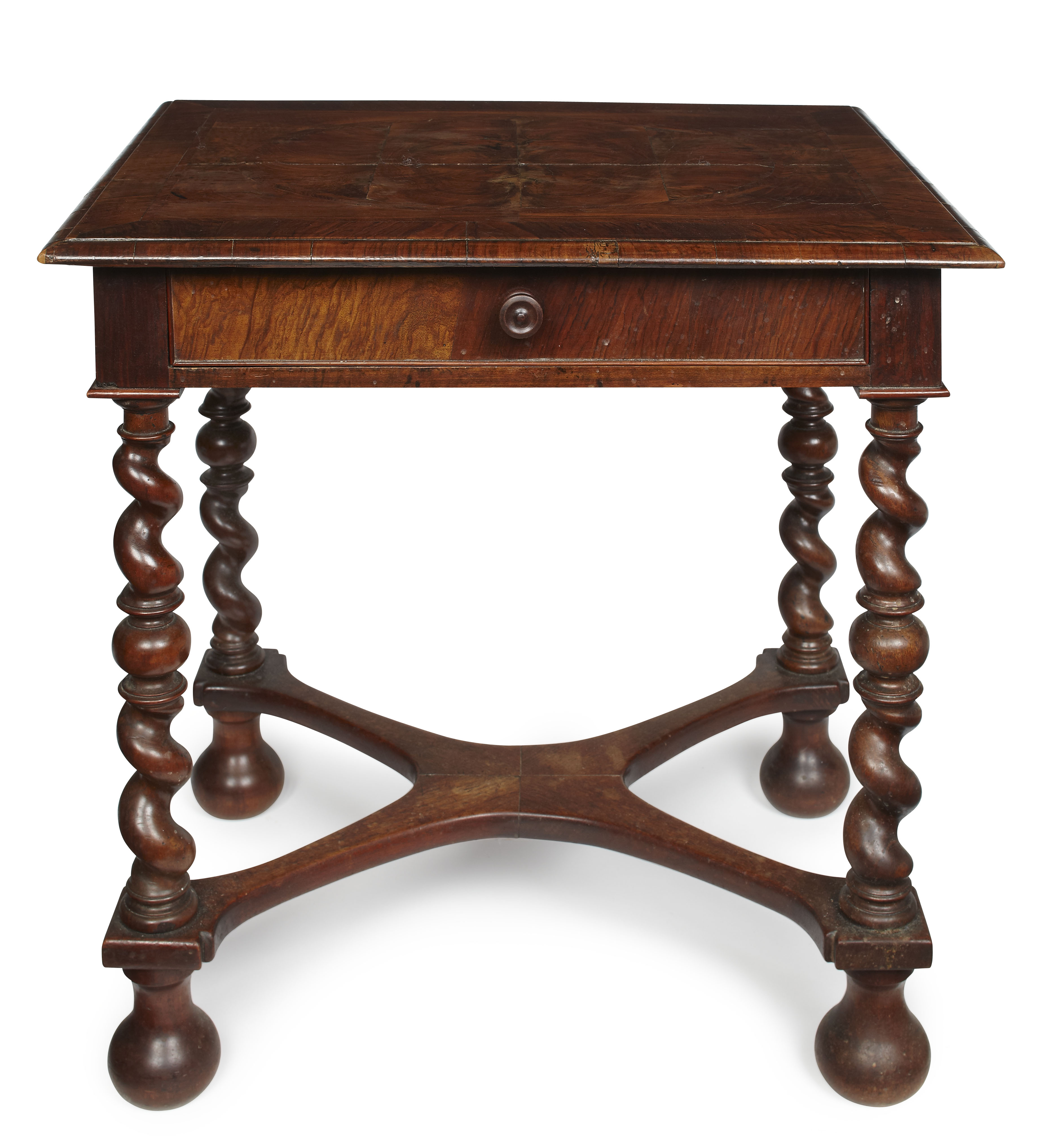 WILLIAM AND MARY WALNUT CROSS BANDED SIDE TABLE