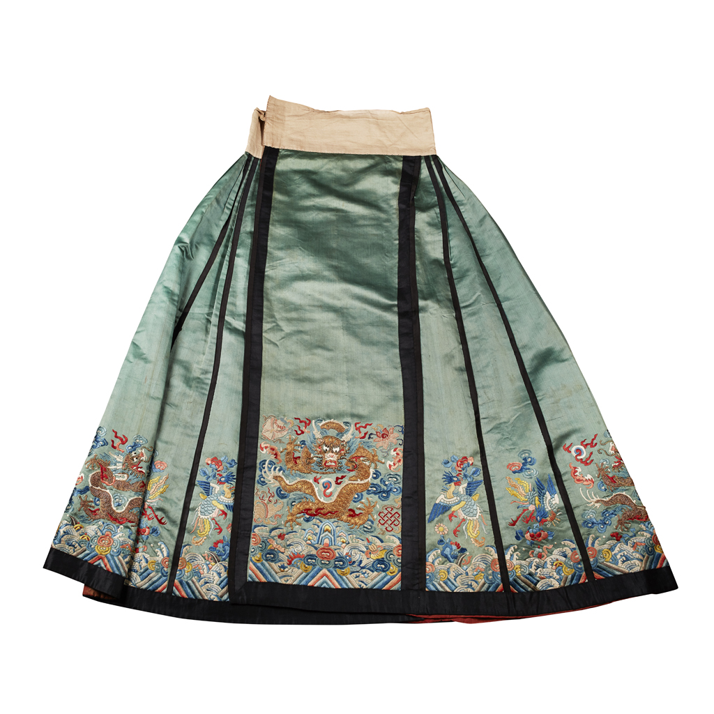 OLIVE GREEN SILK SKIRT