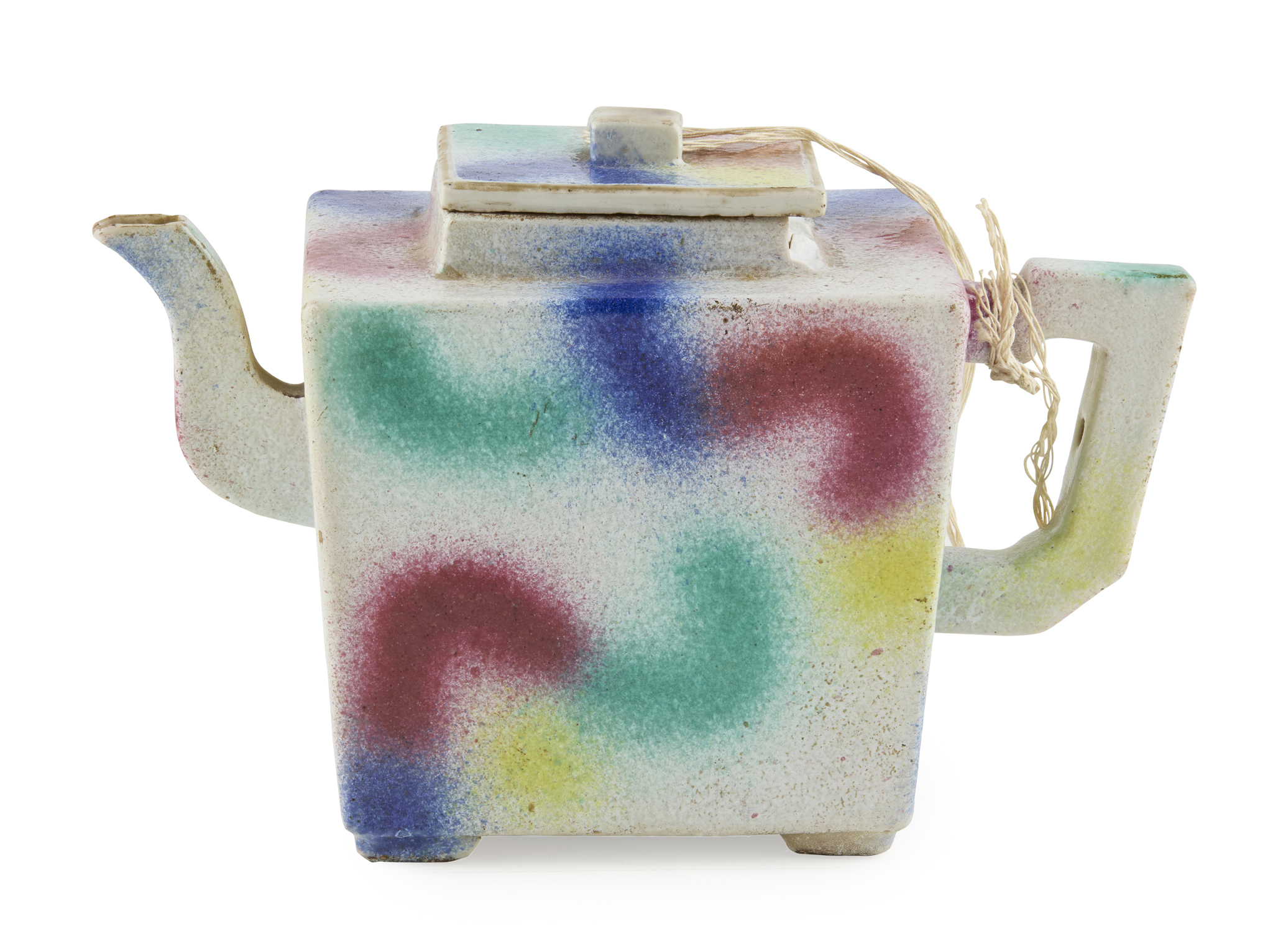 CHINESE POLYCHROME TEAPOT