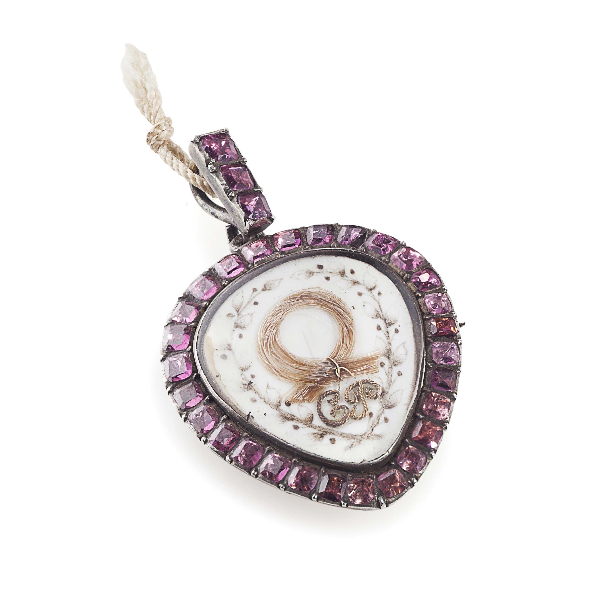 An 18th century gem set locket containing a lock of Bonnie Prince Charlie's hair