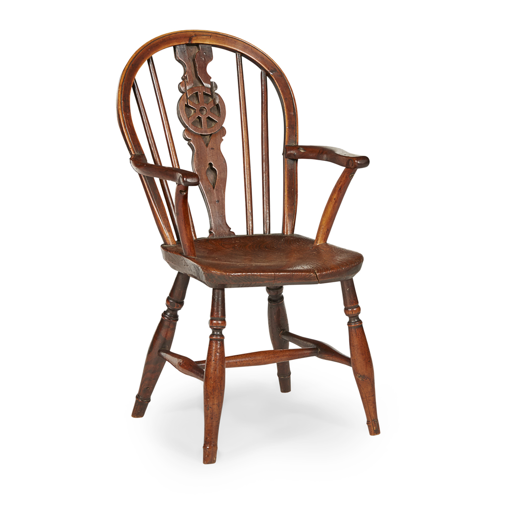 YEW AND ASH CHILD'S WINDSOR ARMCHAIR