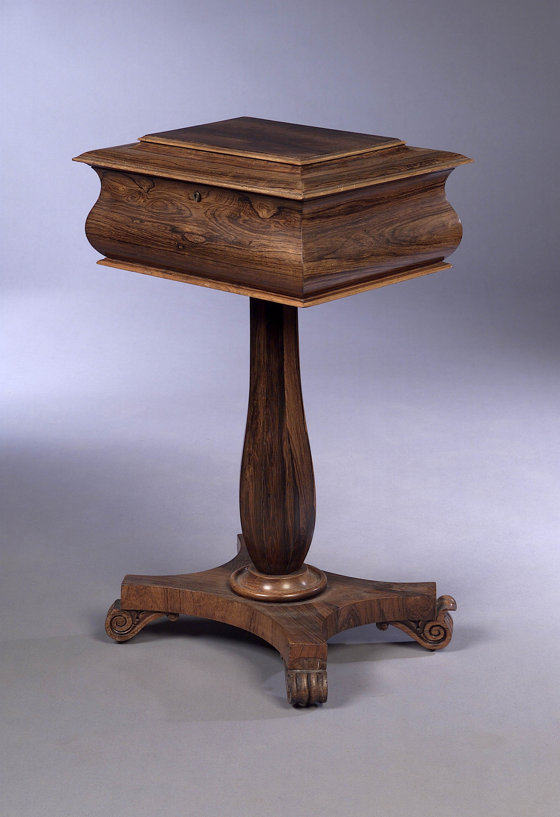 A Regency rosewood pedestal tea caddy