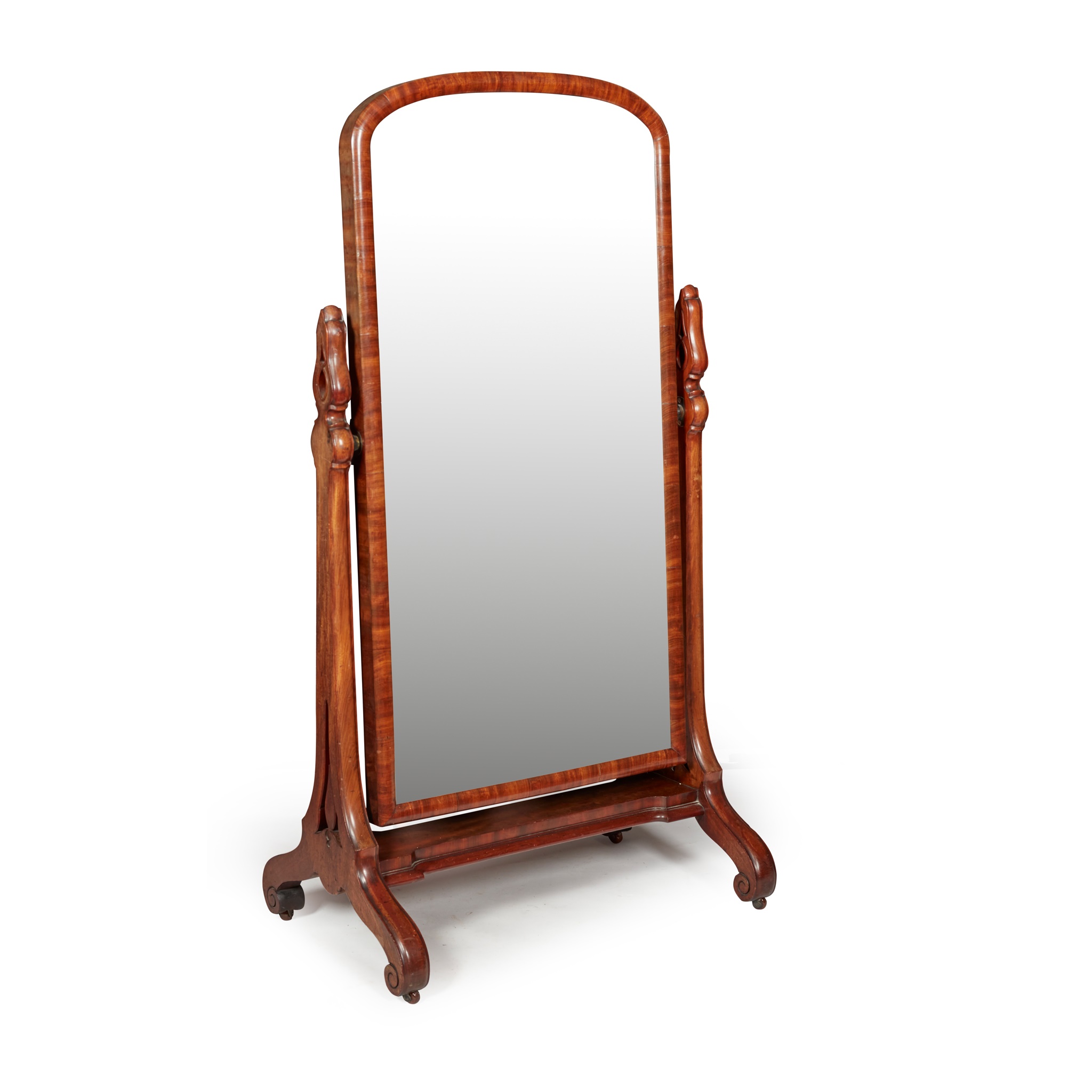 EARLY VICTORIAN MAHOGANY CHEVAL MIRROR