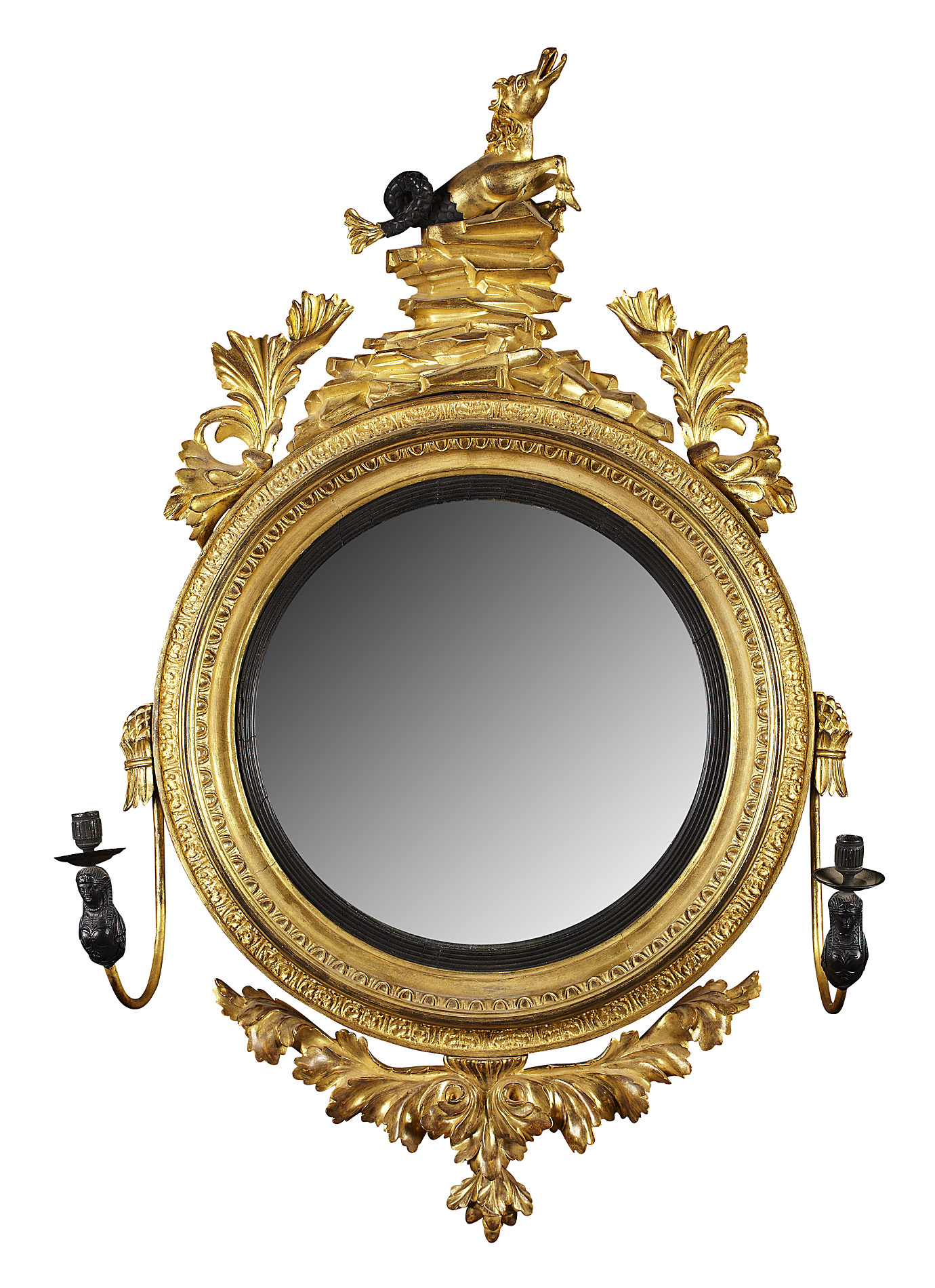 GOOD REGENCY GILTWOOD GIRONDOLE CONVEX MIRROR