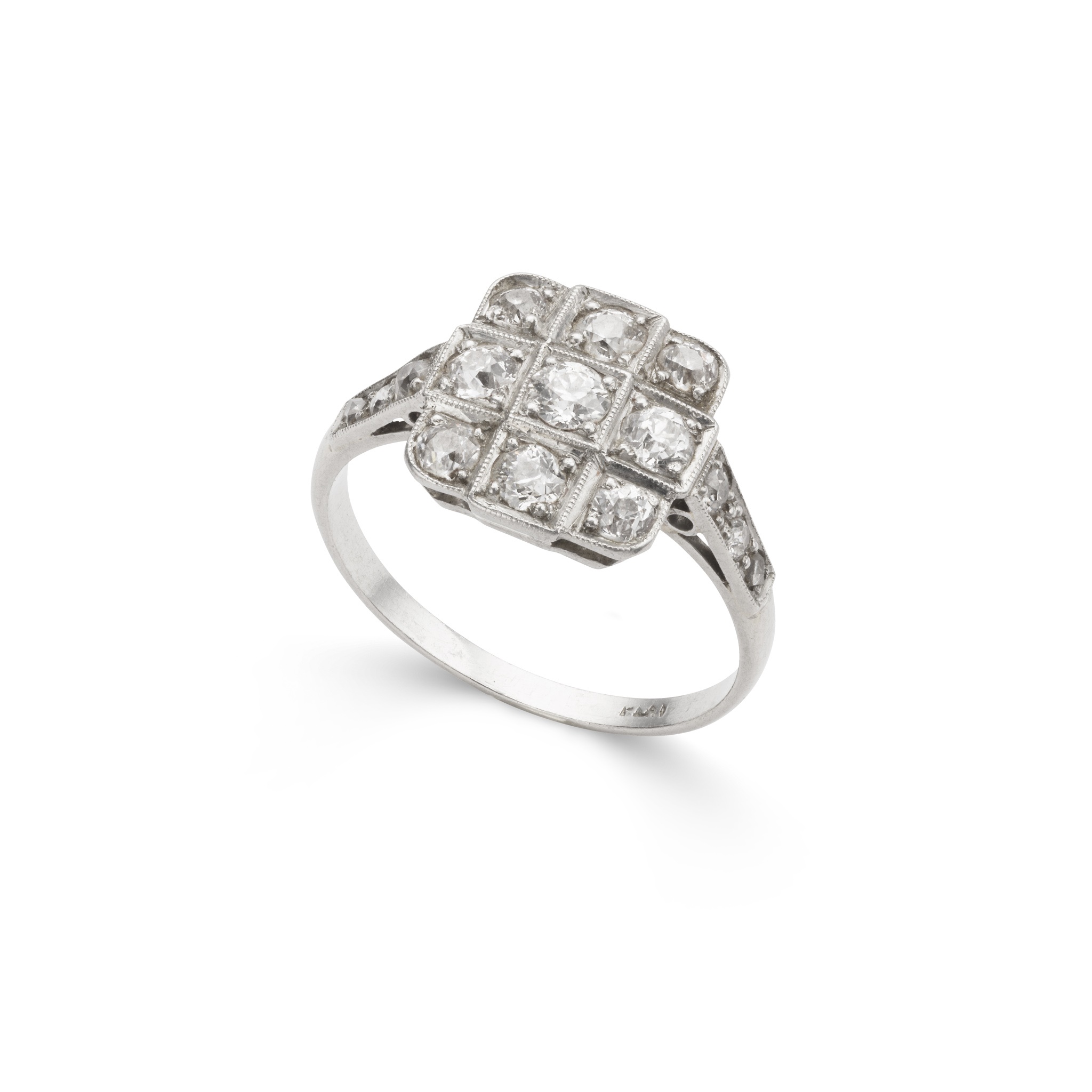 A diamond plaque ring