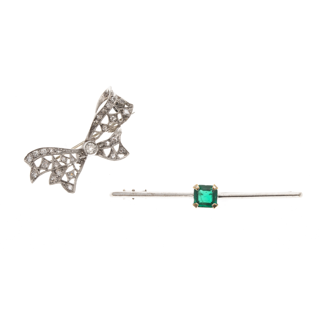 Two gem set brooches