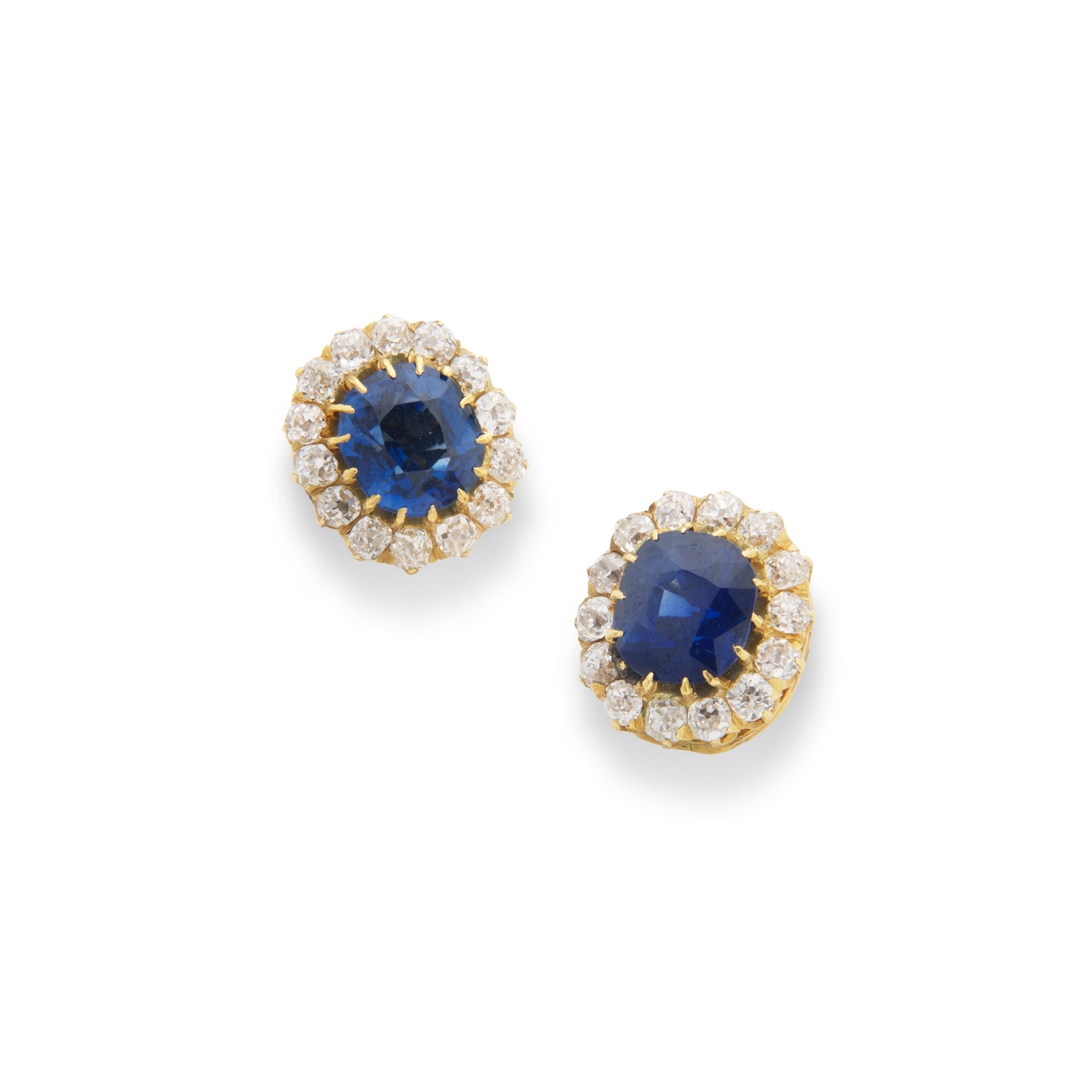 A pair of sapphire cluster earstuds