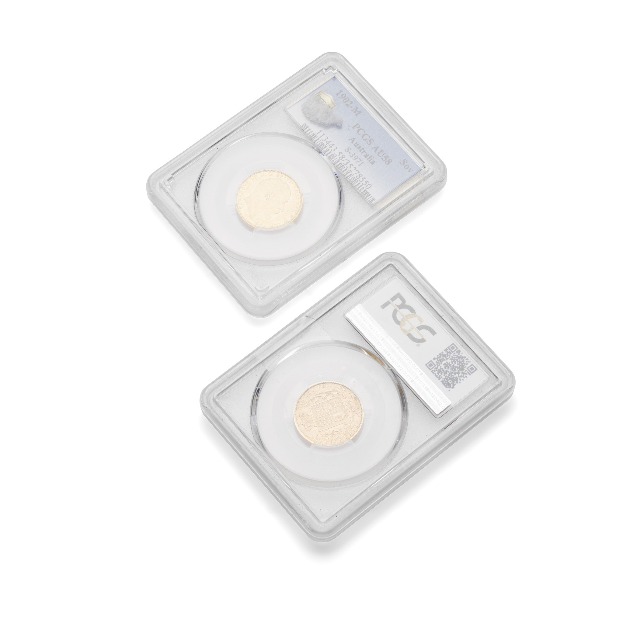Two sovereigns in PCGS slabs