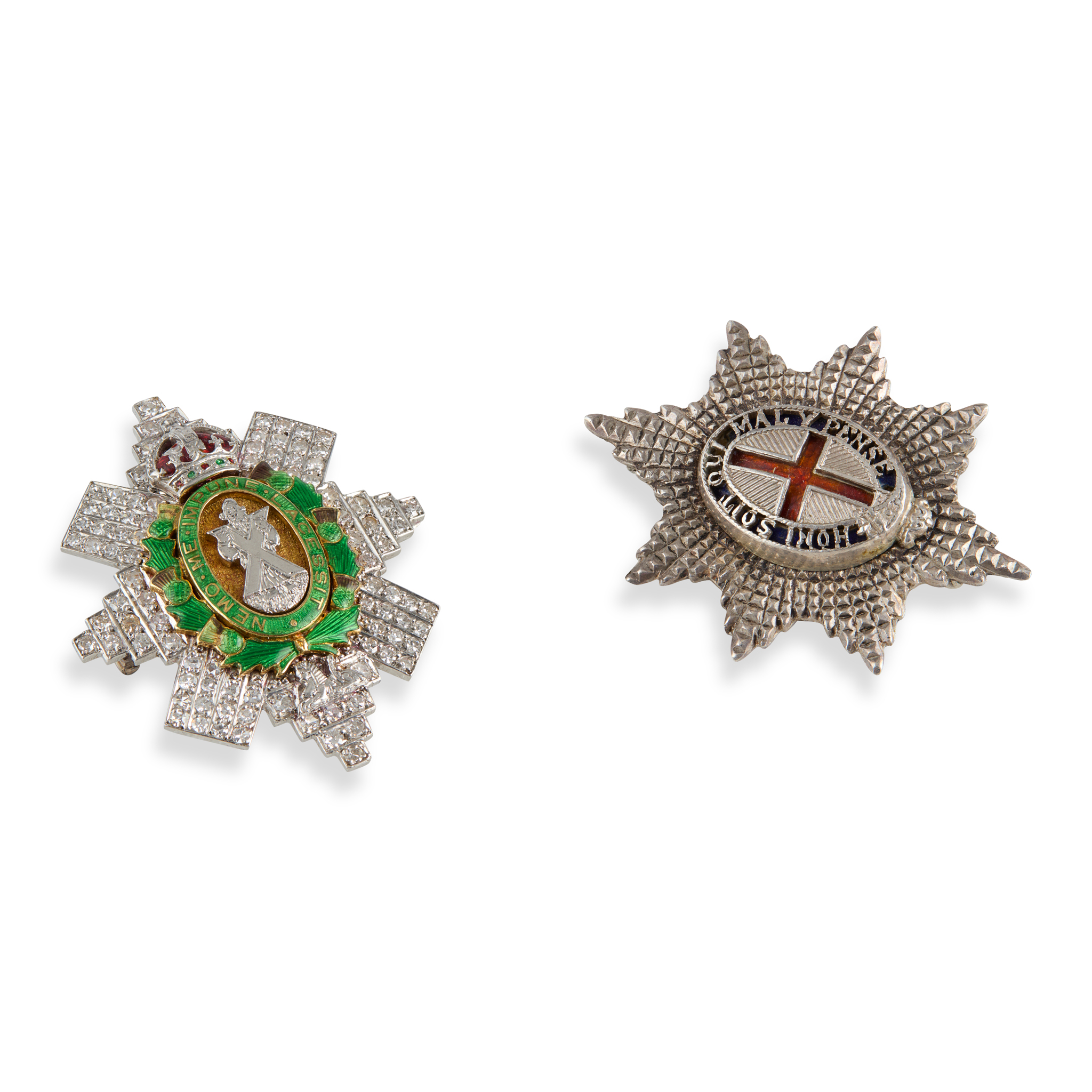 AN EARLY 20TH CENTURY WHITE GOLD AND DIAMOND BLACKWATCH SWEETHEART BROOCH