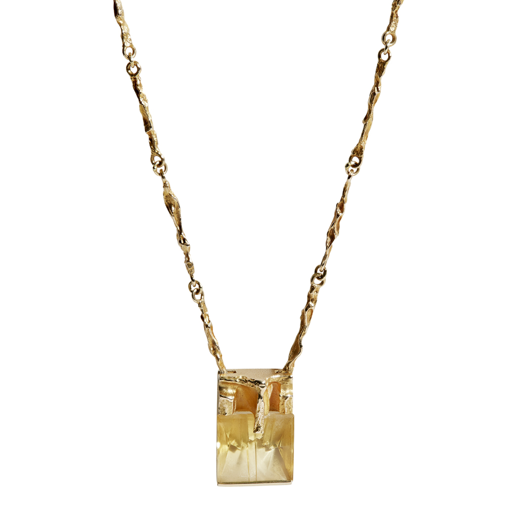 A contemporary 14ct gold and citrine set pendant, Lapponia