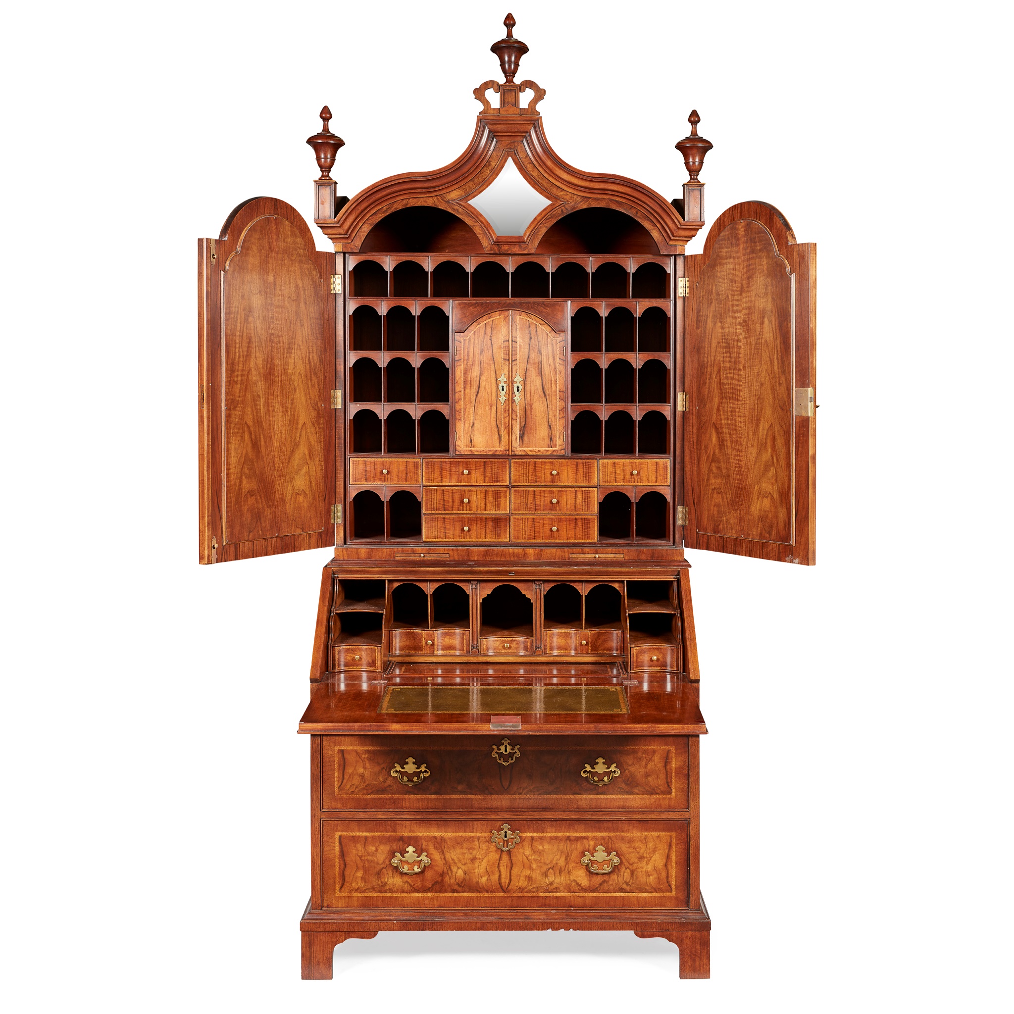 GEORGE I STYLE WALNUT BUREAU BOOKCASE